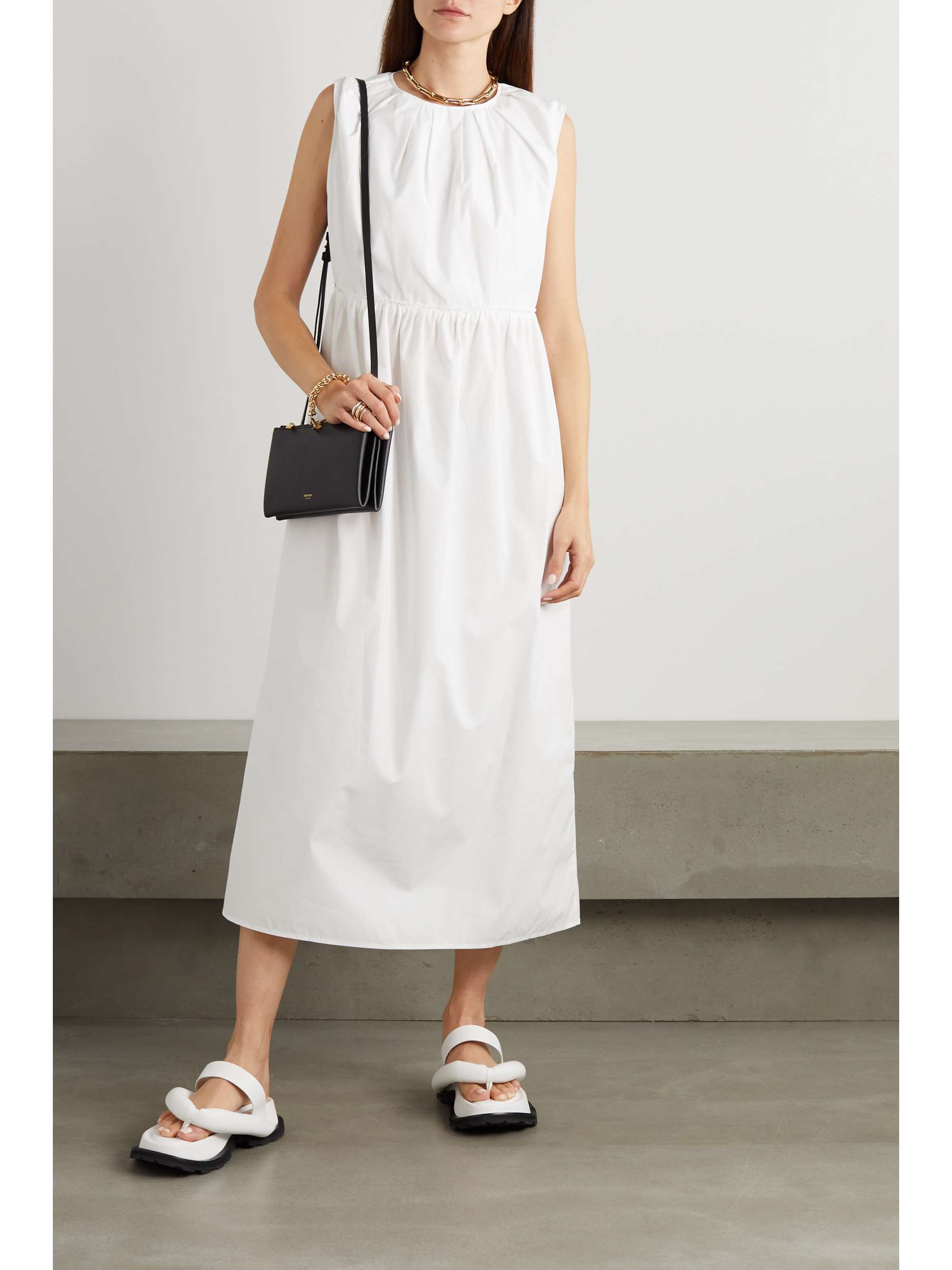 LOULOU DE SAISON Levantine pleated cotton-poplin midi dress
