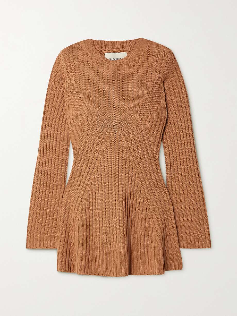 Camel Asael ribbed merino wool mini dress | LOULOU STUDIO | NET-A-PORTER