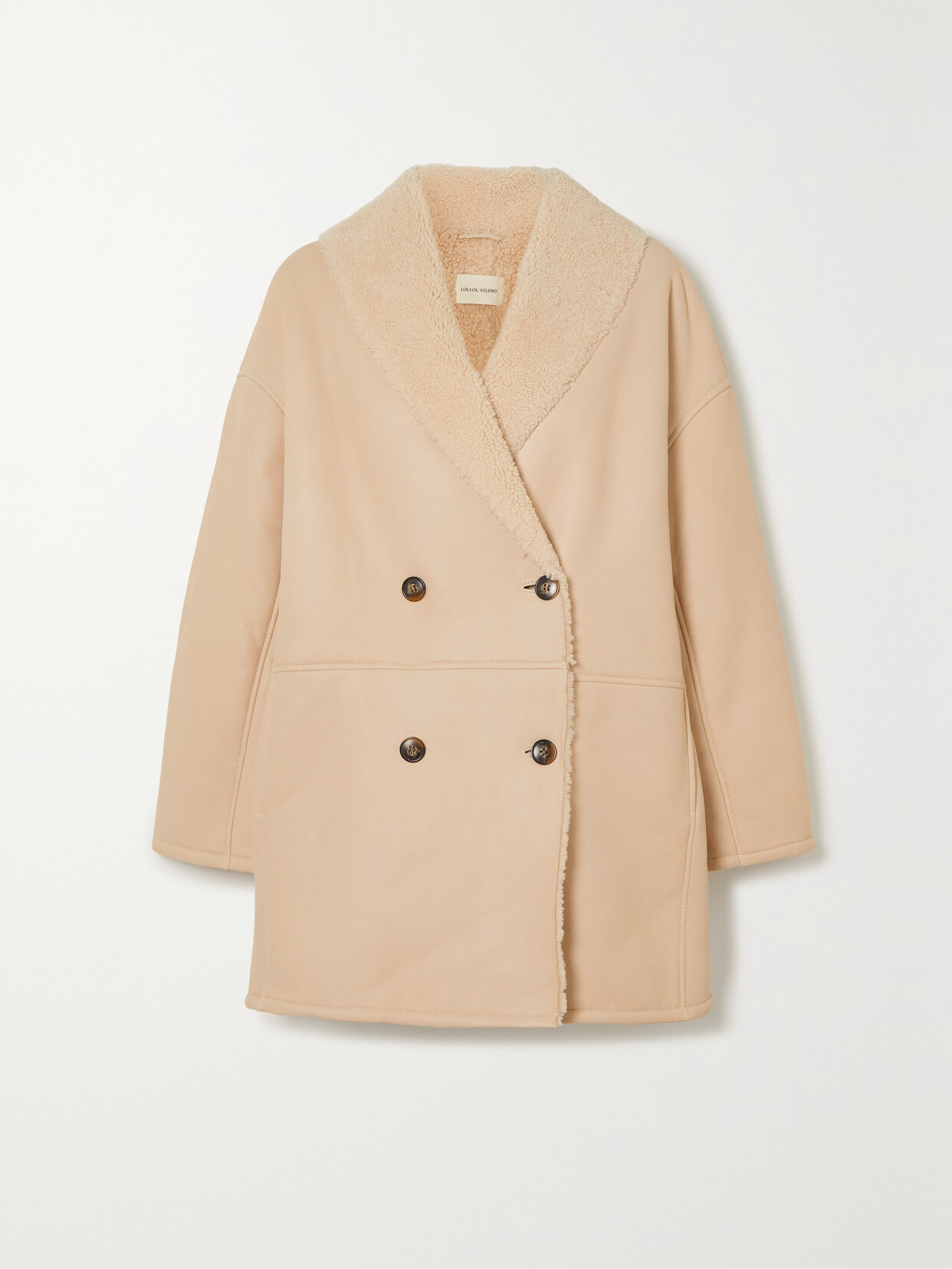 LOULOU STUDIO NAMO OVERSIZED DOUBLE-BREASTED SHEARLING COAT
