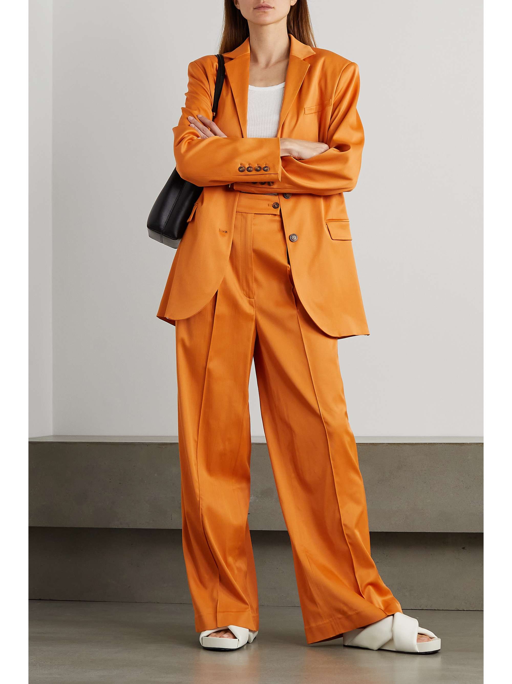 Orange wide leg pants sale