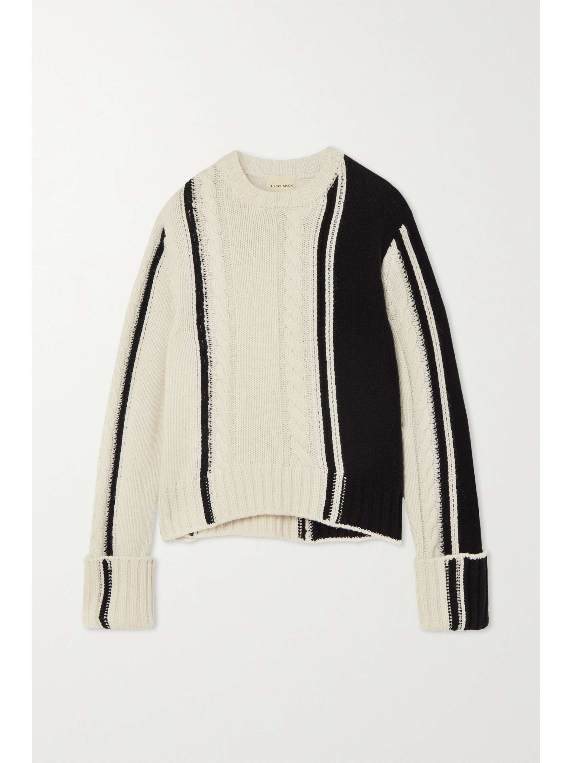 Eike striped cable-knit merino wool 