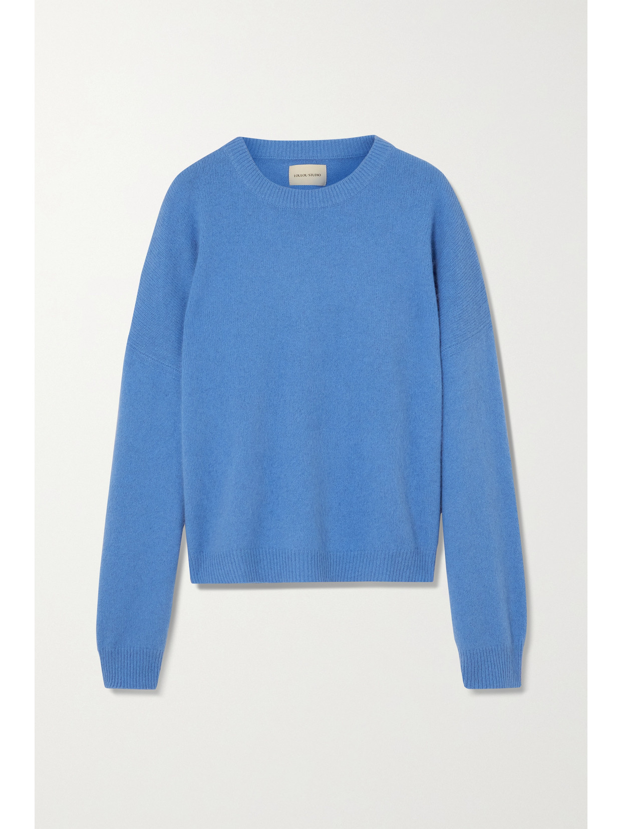 Shop Loulou Studio Galli Oversized Cropped Wool-blend Sweater In Blue