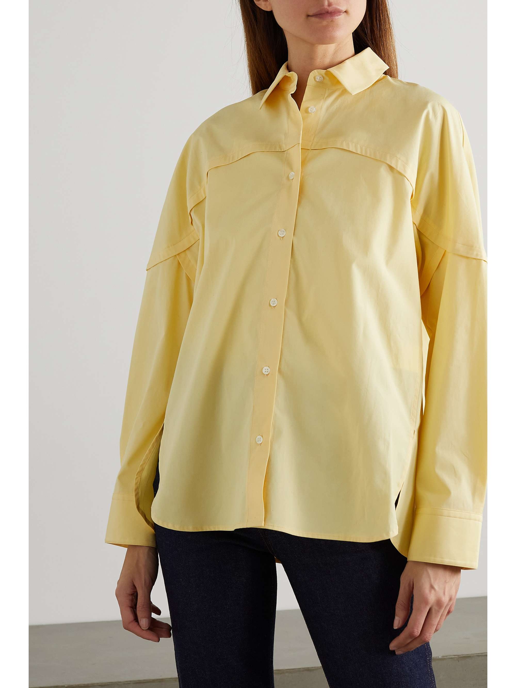 LOULOU DE SAISON Alnon paneled cotton-poplin shirt