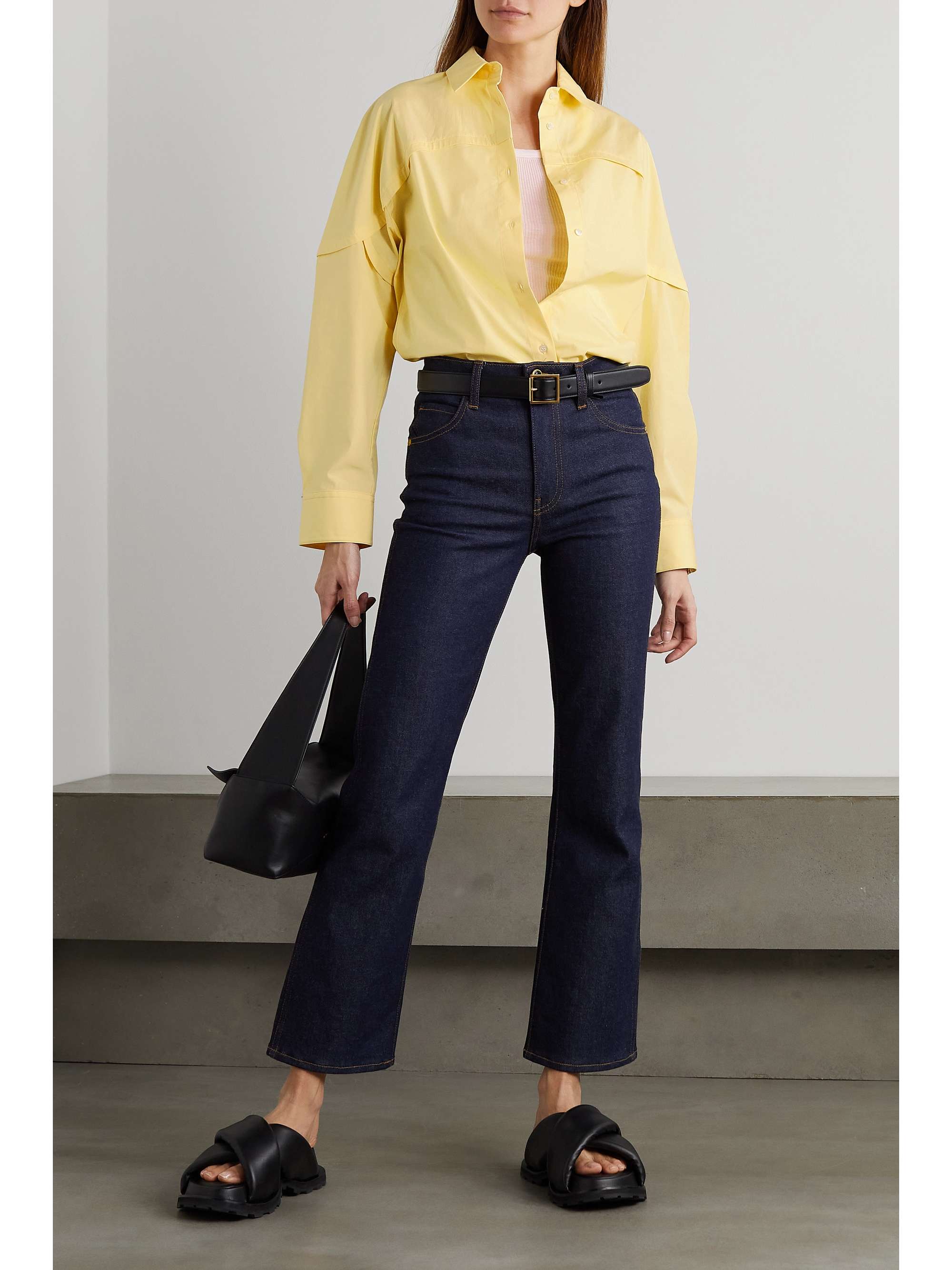 LOULOU DE SAISON Alnon paneled cotton-poplin shirt
