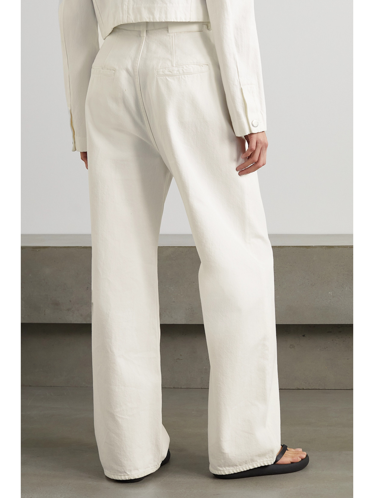 Shop Loulou Studio + Net Sustain Attu High-rise Wide-leg Organic Jeans In Ivory