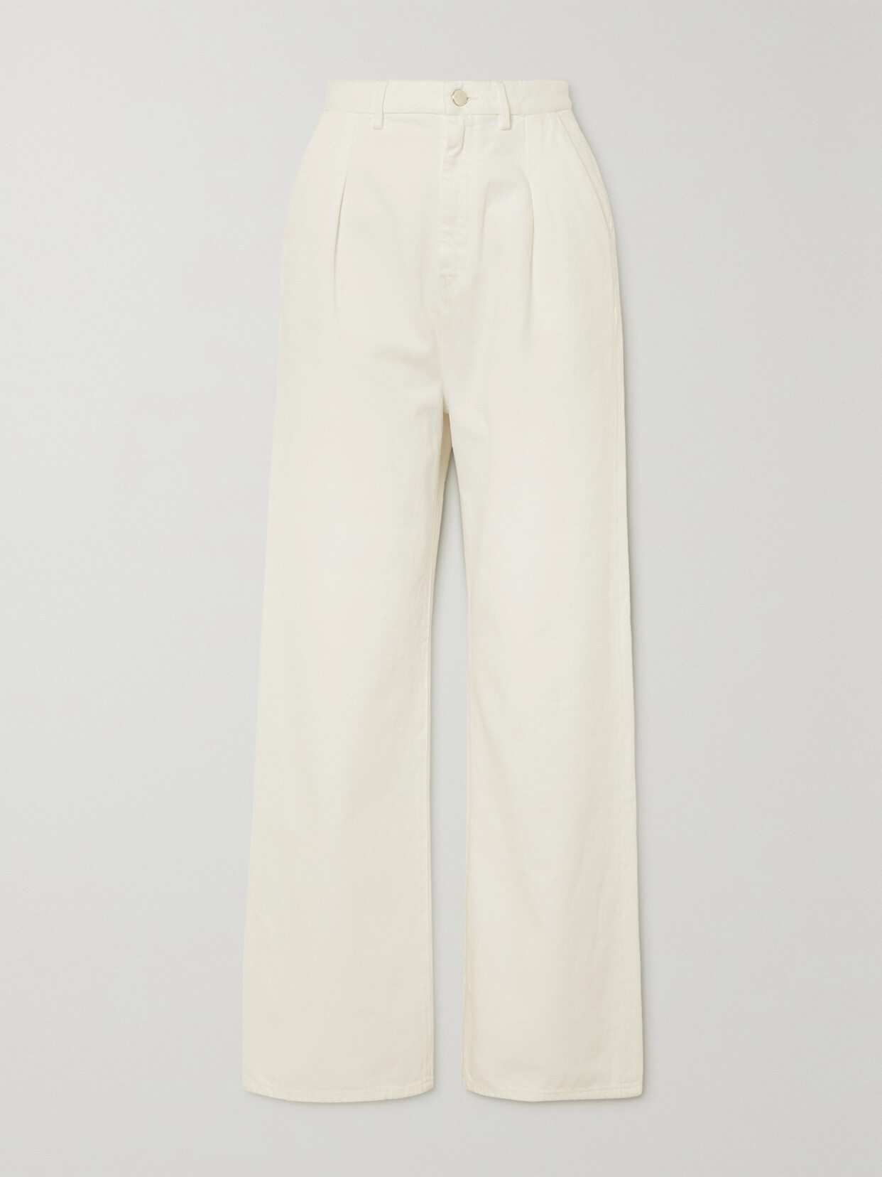 Shop Loulou Studio + Net Sustain Attu High-rise Wide-leg Organic Jeans In Ivory