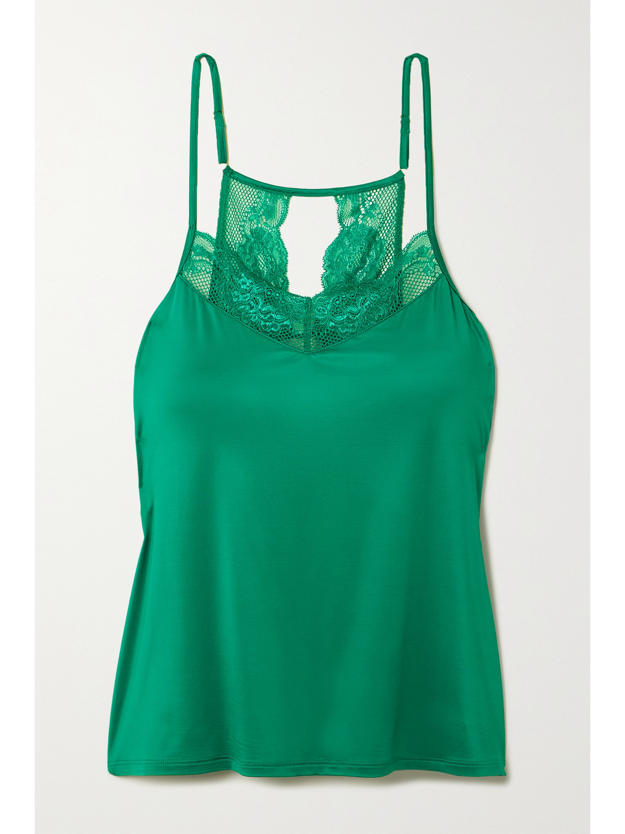 HANRO LOVIS LACE-TRIMMED STRETCH-SATIN CAMISOLE