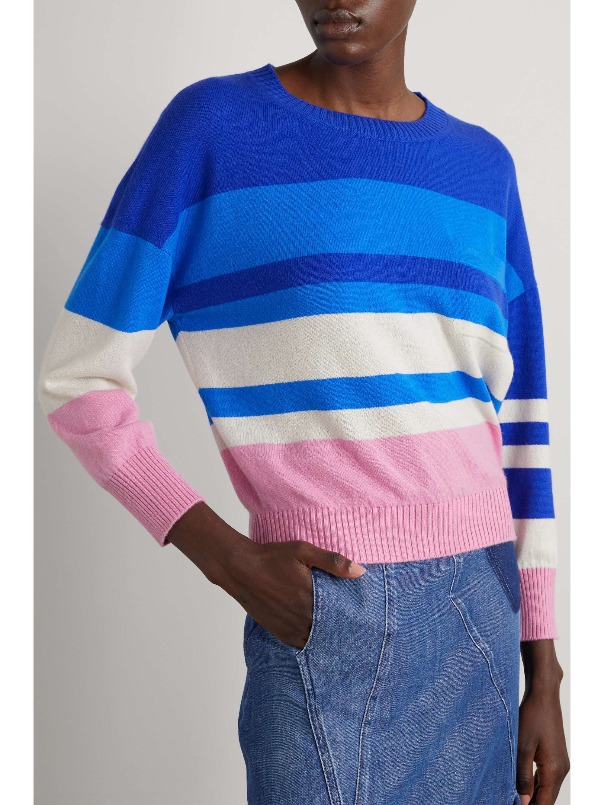 Blue College striped cashmere sweater 