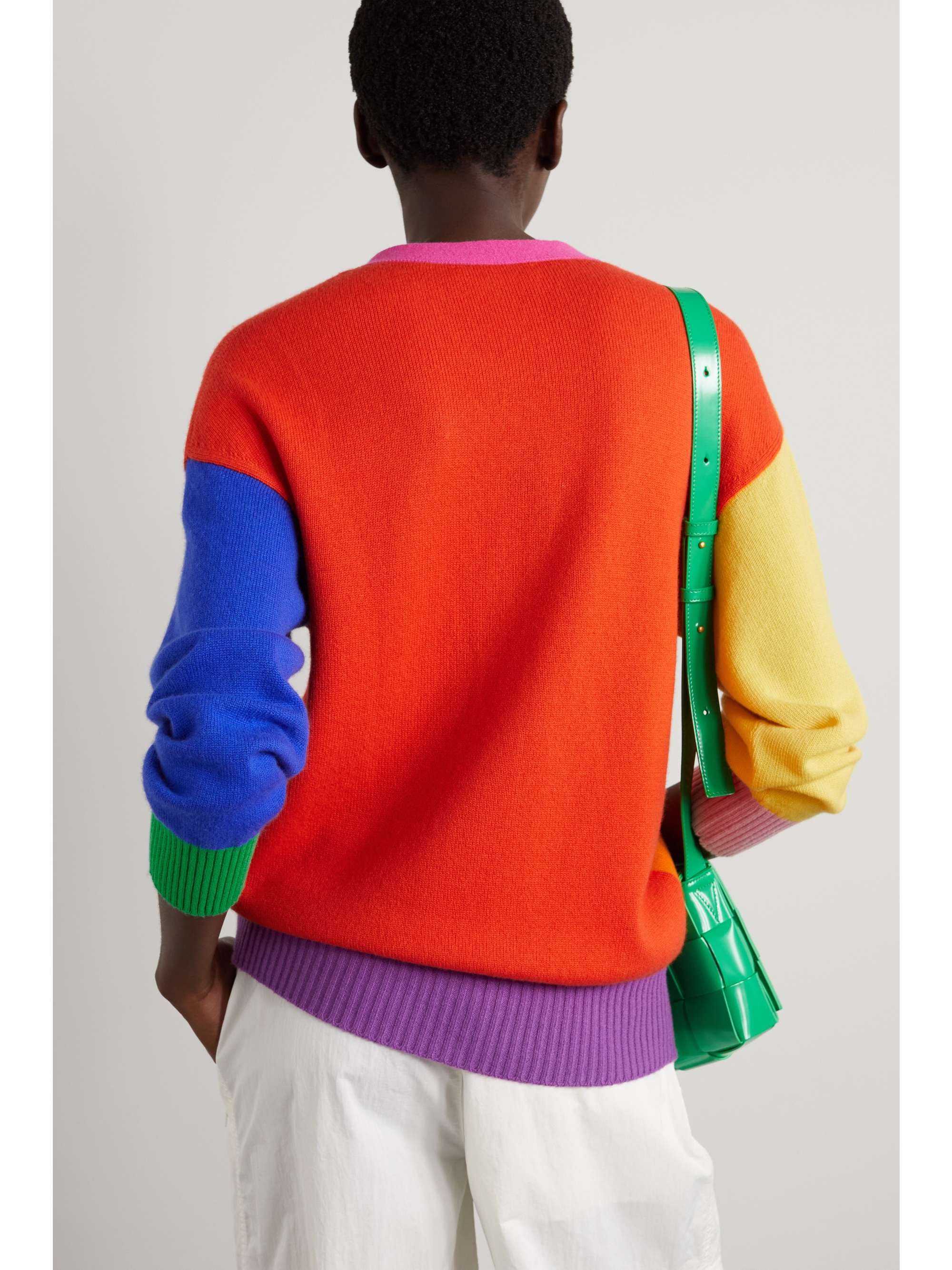 Red Bookish color-block cashmere 