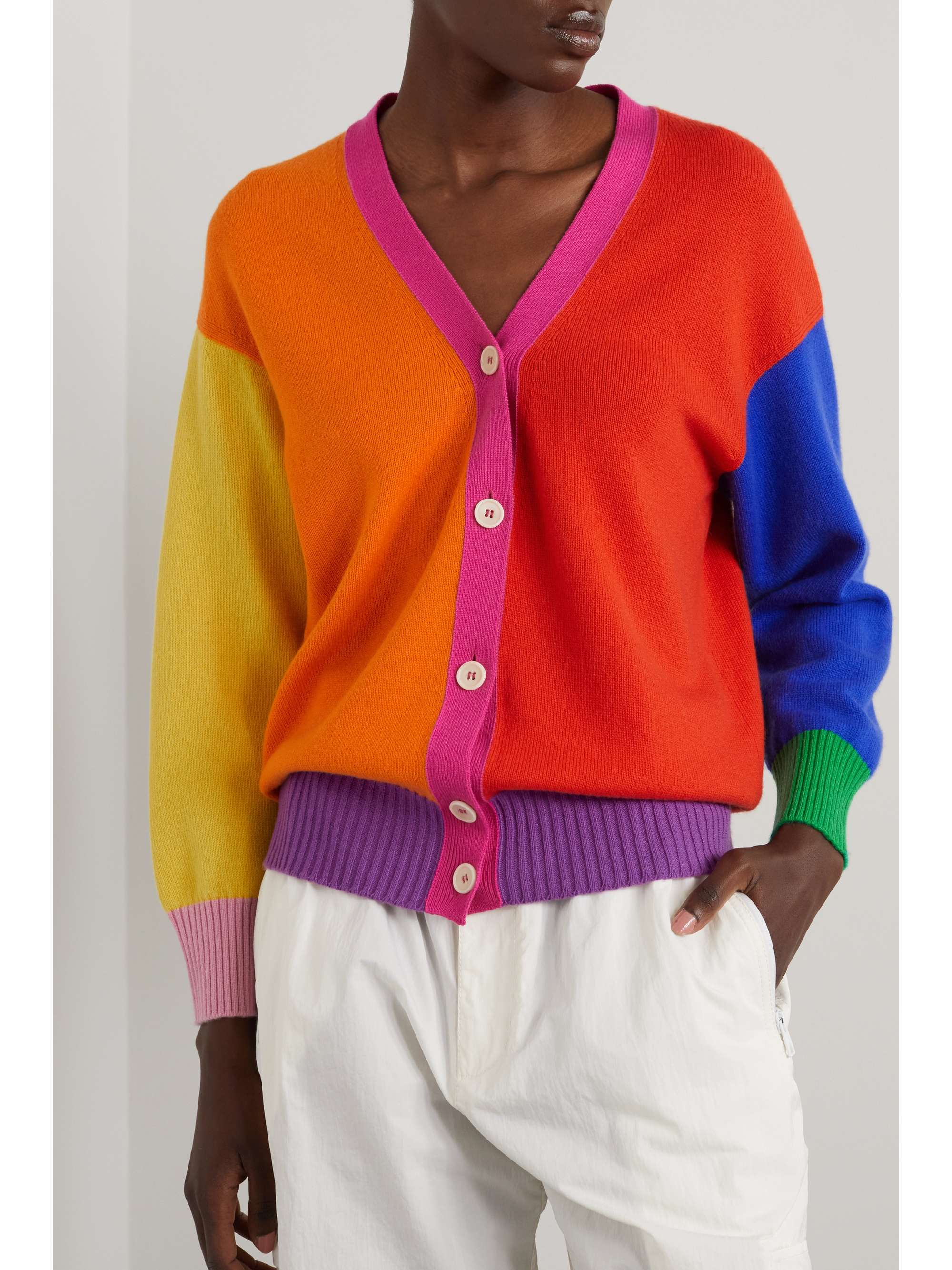 Red Bookish color-block cashmere 