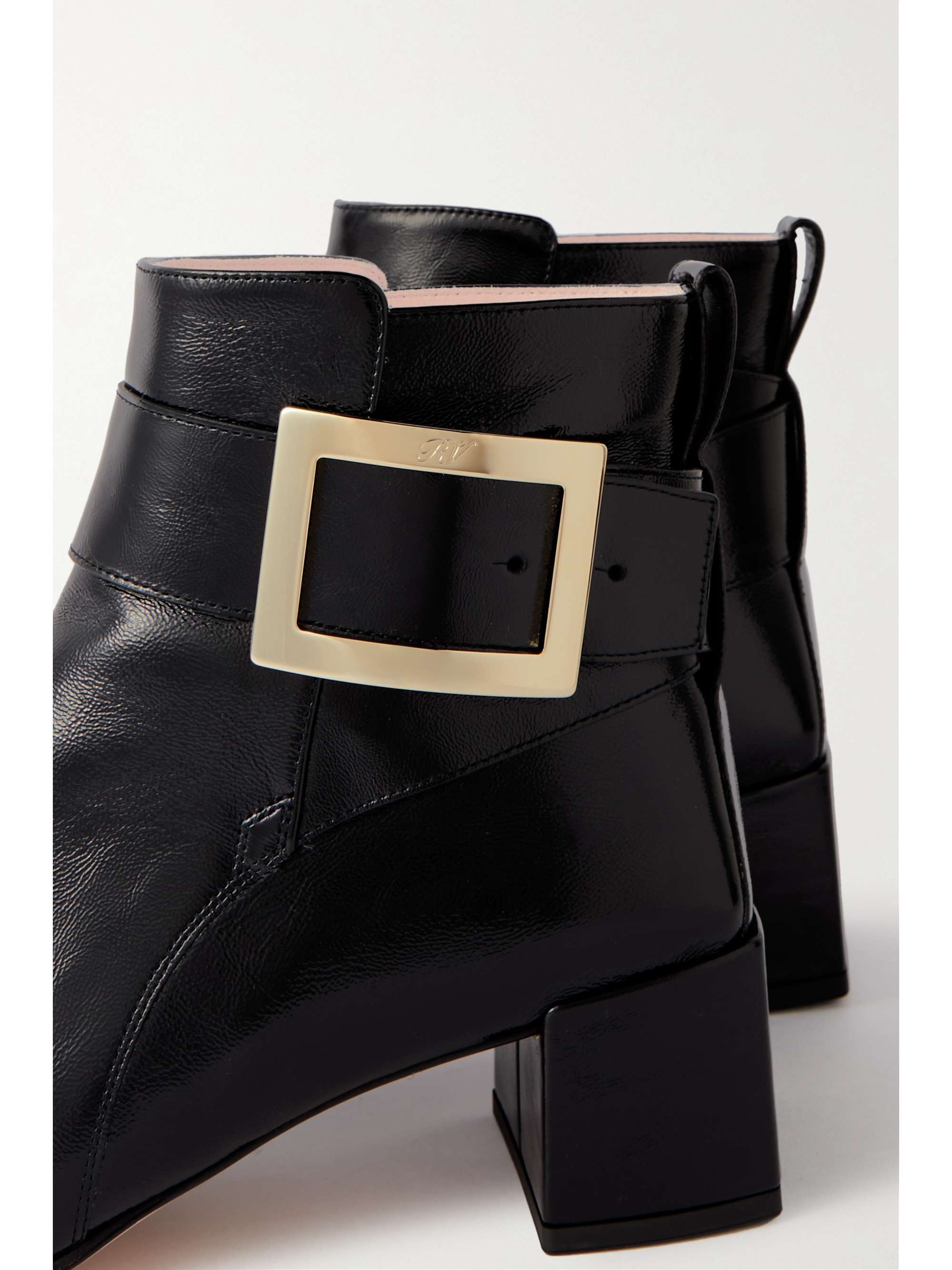 ROGER VIVIER City buckled glossed-leather ankle boots
