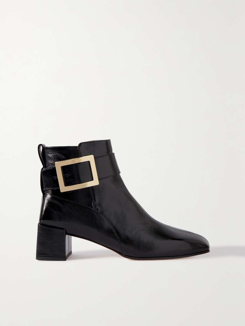 Roger Vivier City Buckled Glossed-leather Ankle Boots