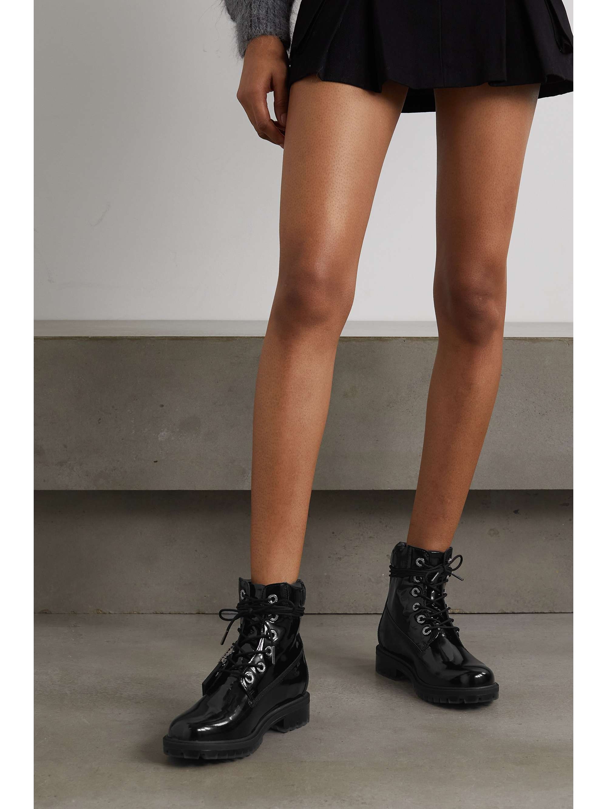 JIMMY CHOO + Timberland convertible crystal-embellished patent-leather knee boots