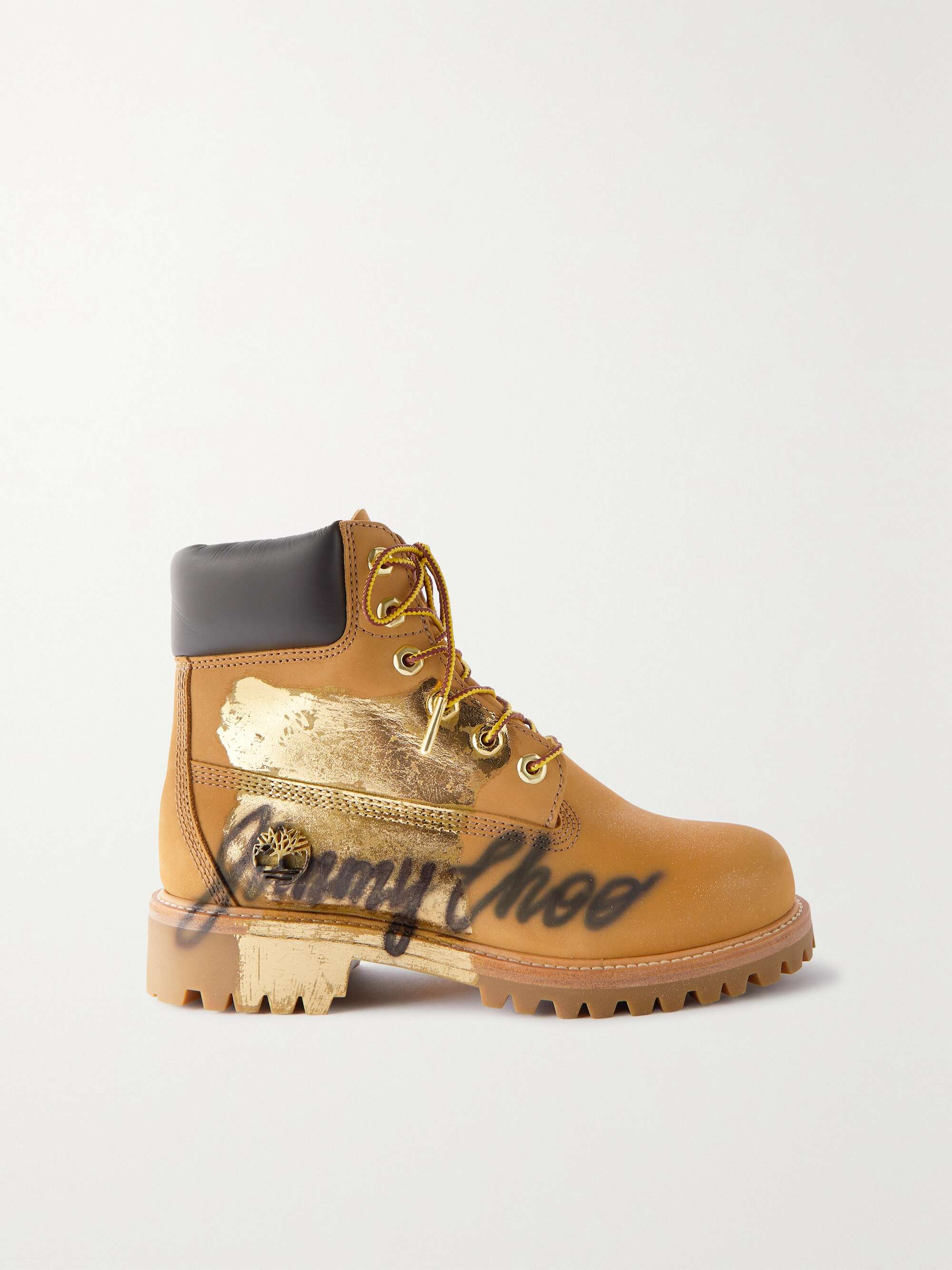 + Timberland ヌバックレザー アンクルブーツ プリント入り