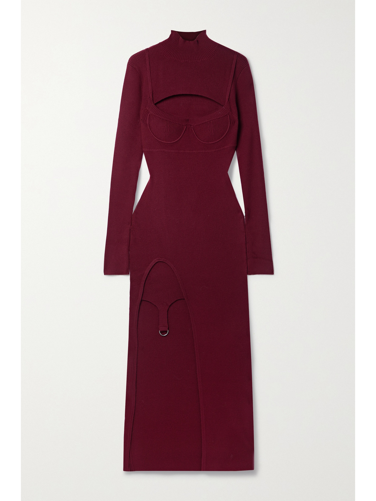 Monse Asymmetric Cutout Ribbed Merino Wool-blend Midi Dress