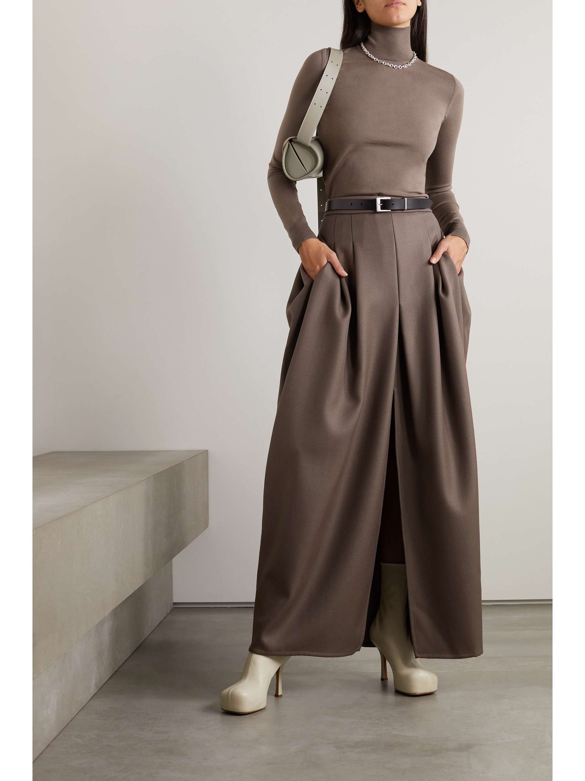 Taupe Rosatea wool-blend turtleneck 
