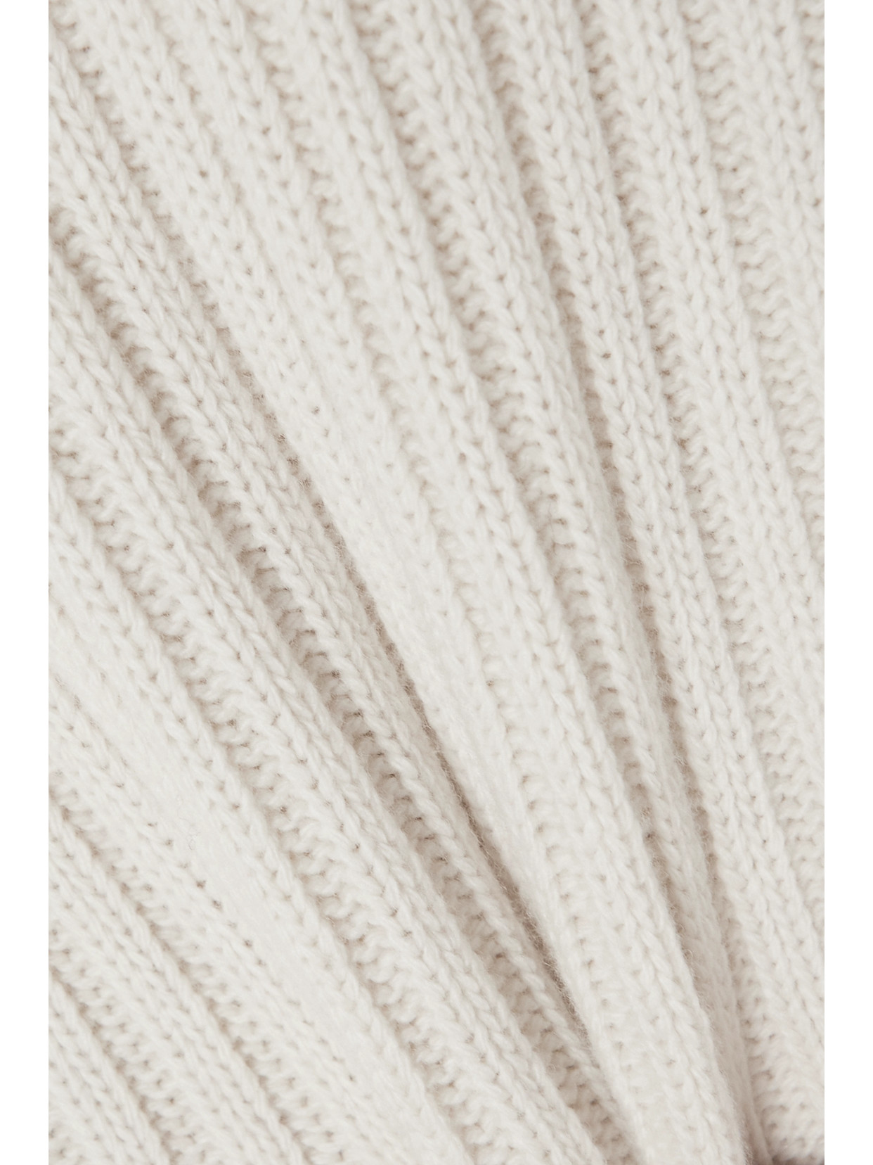 Shop Moncler Shell-trimmed Ribbed Wool Turtleneck Sweater In White