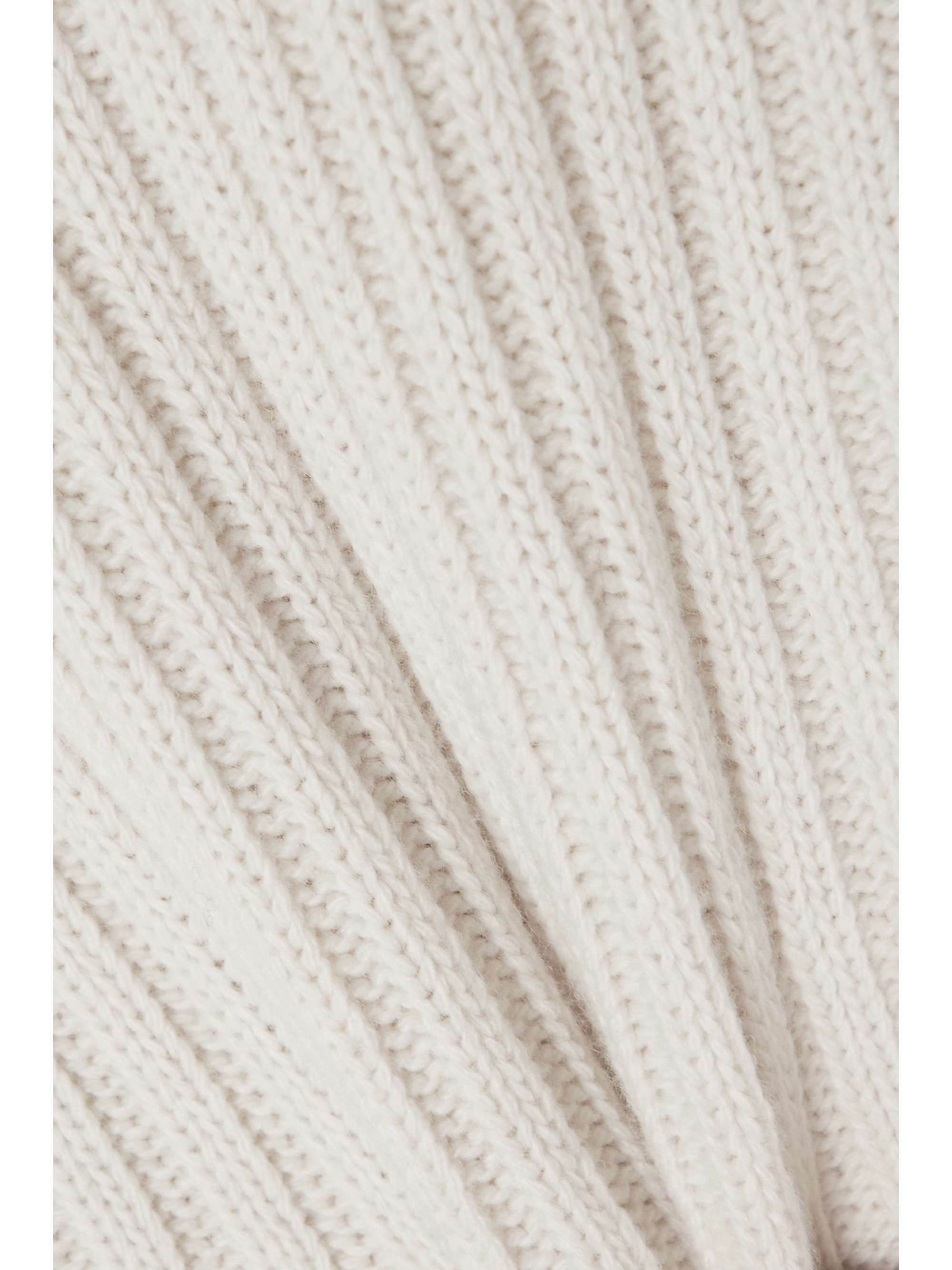 MONCLER Shell-trimmed ribbed wool turtleneck sweater