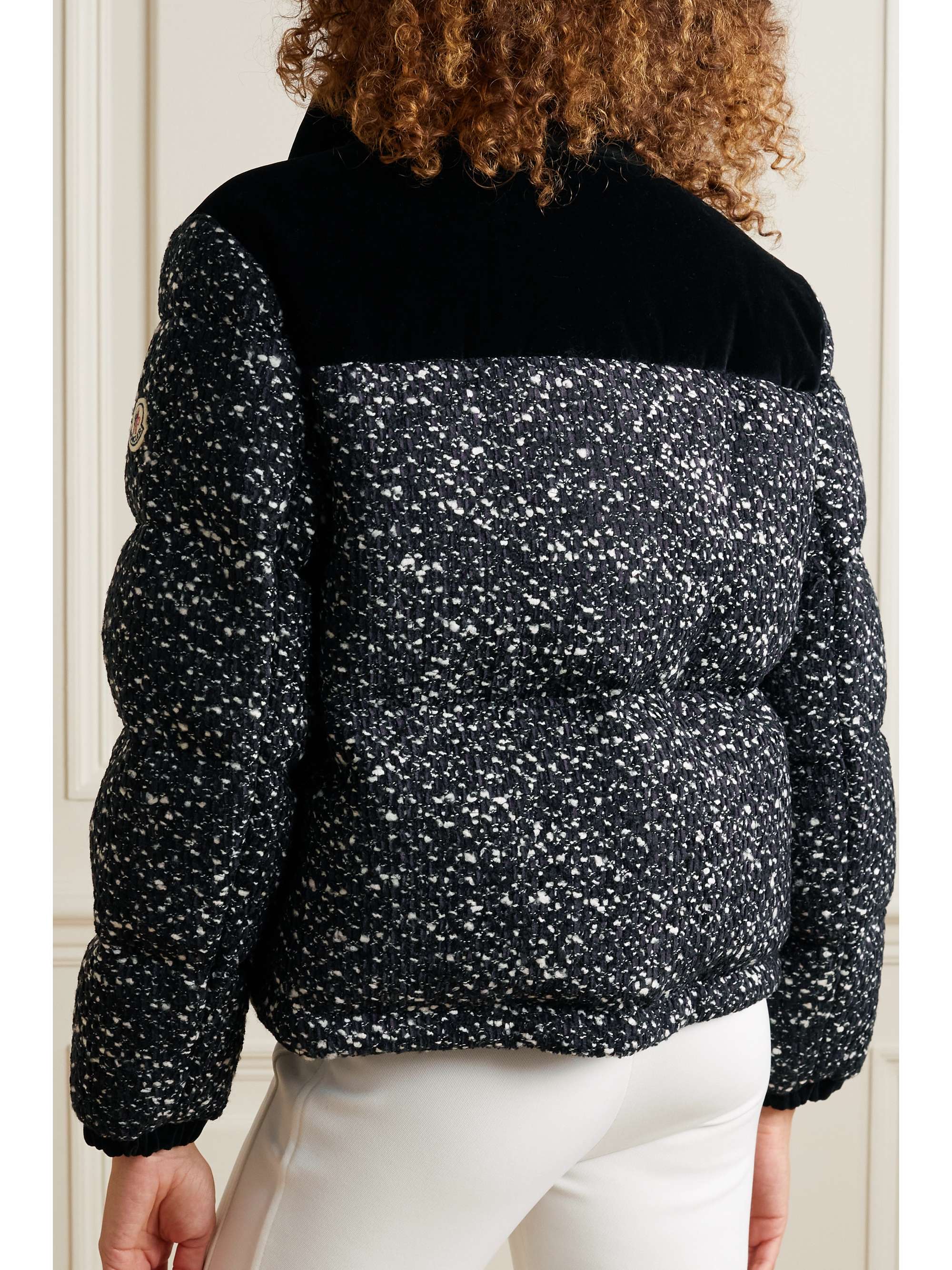 MONCLER Girotte quilted cotton velvet-trimmed bouclé down jacket