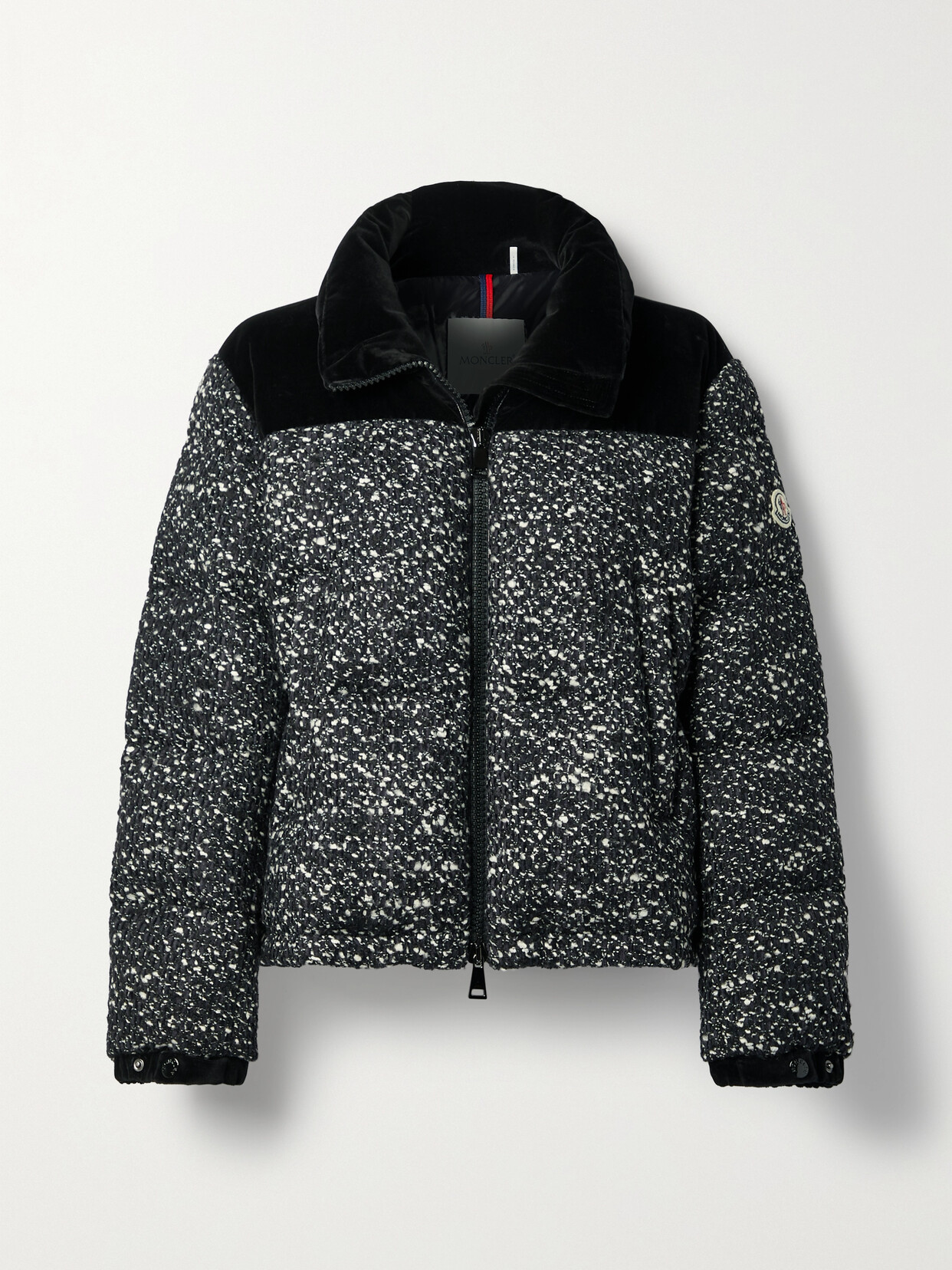 Shop Moncler Girotte Quilted Cotton Velvet-trimmed Bouclé Down Jacket In Black