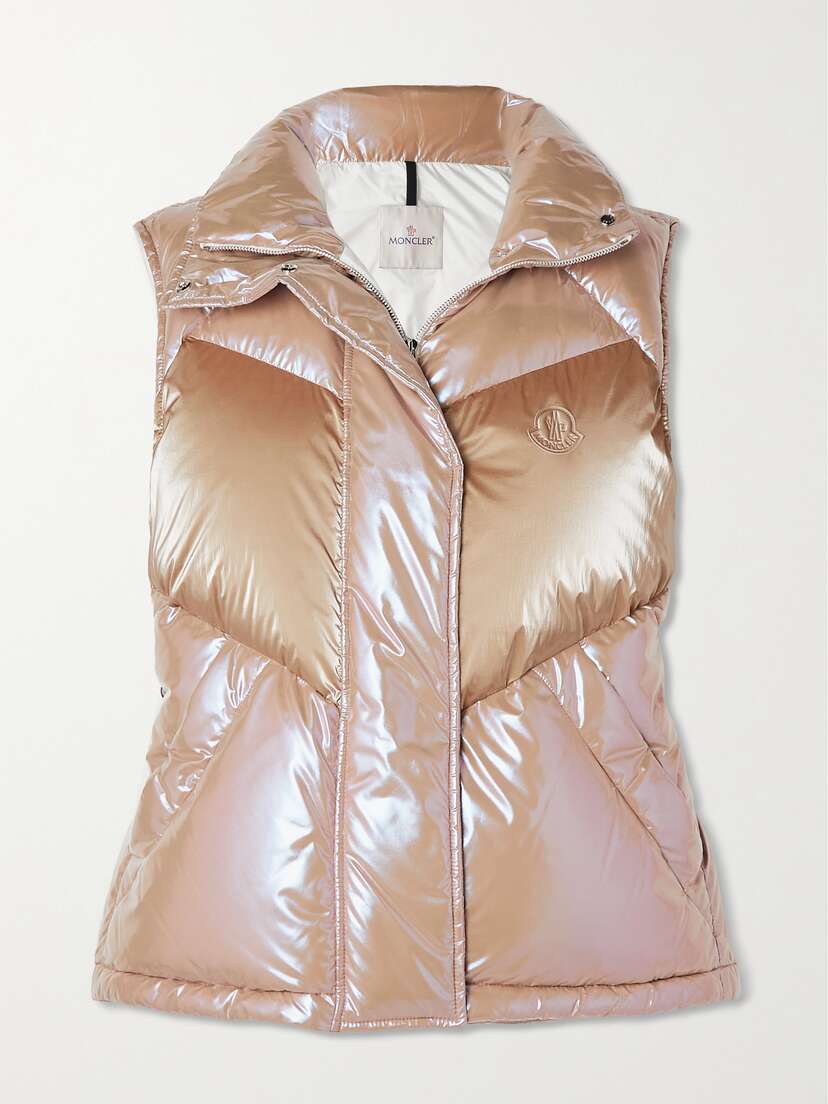Moncler Faucille Quilted Metallic Shell Down Vest