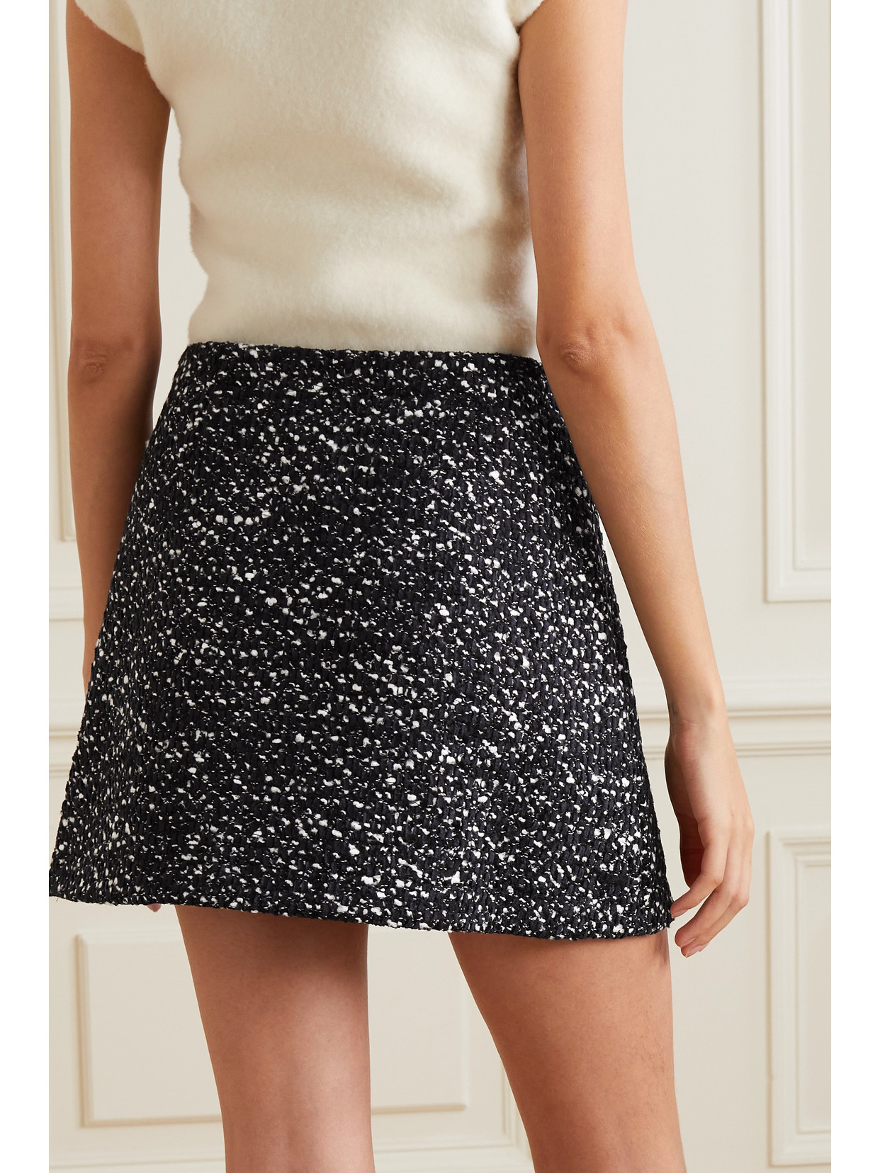 Shop Moncler Bouclé Mini Skirt In Black