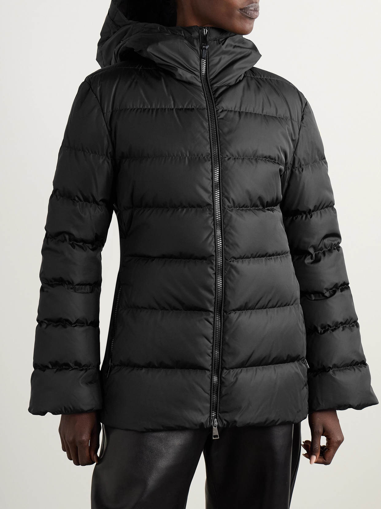 Moncler Women Alete Hooded Short Down Jacket In Black