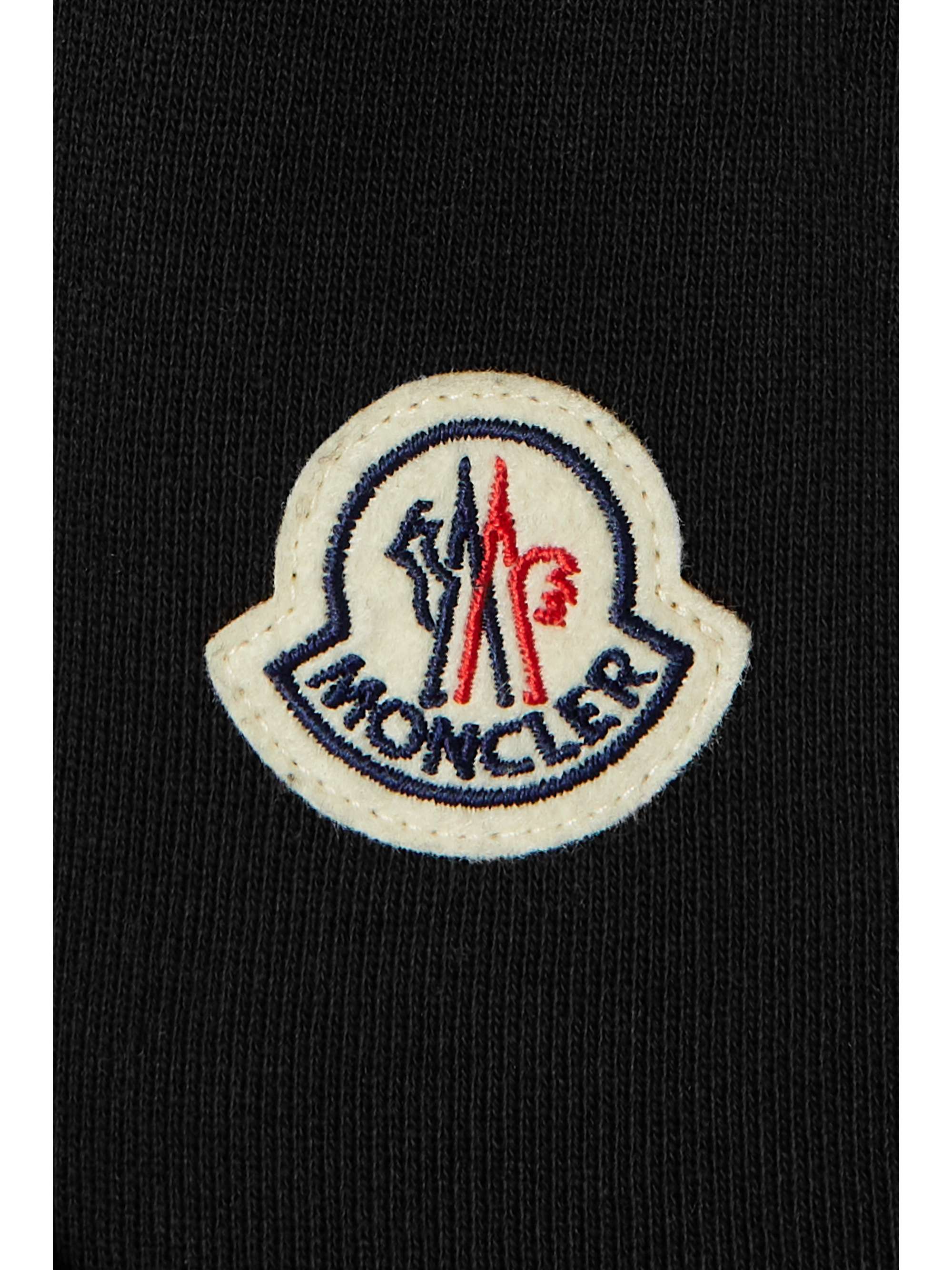 MONCLER Appliquéd shell-trimmed cotton-jersey sweatpants