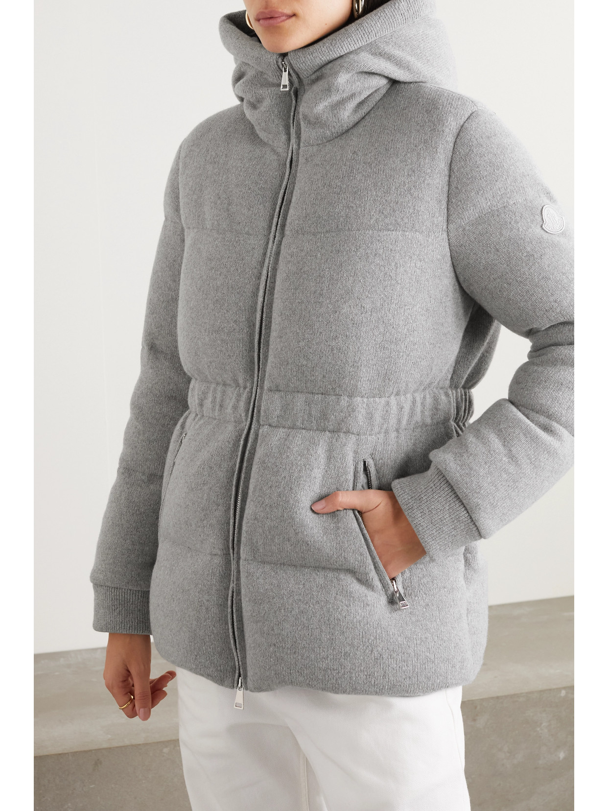 Shop Moncler Daval Hooded Quilted Cashmere-blend Down Jacket In Neutrals