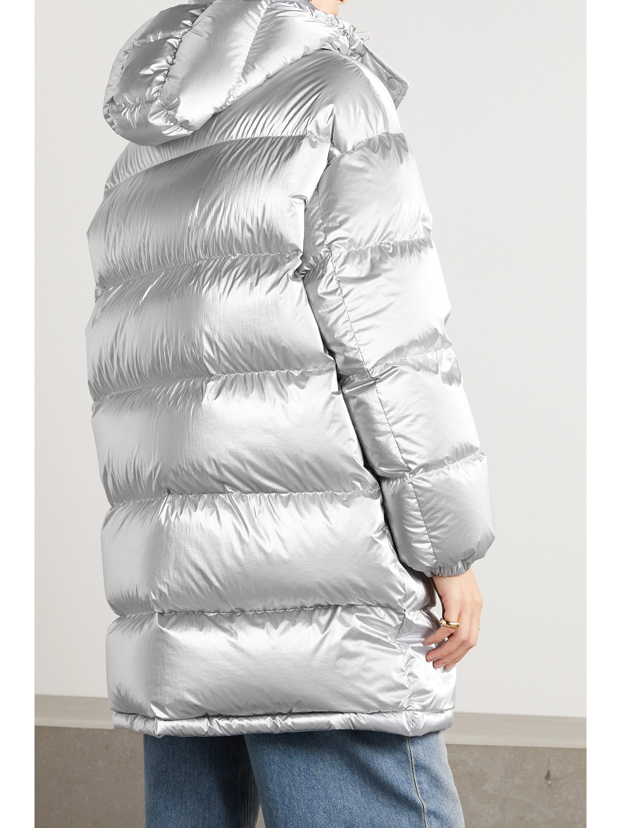 Shop Moncler Gaou Hooded Quilted Metallic Shell Down Jacket In Silver