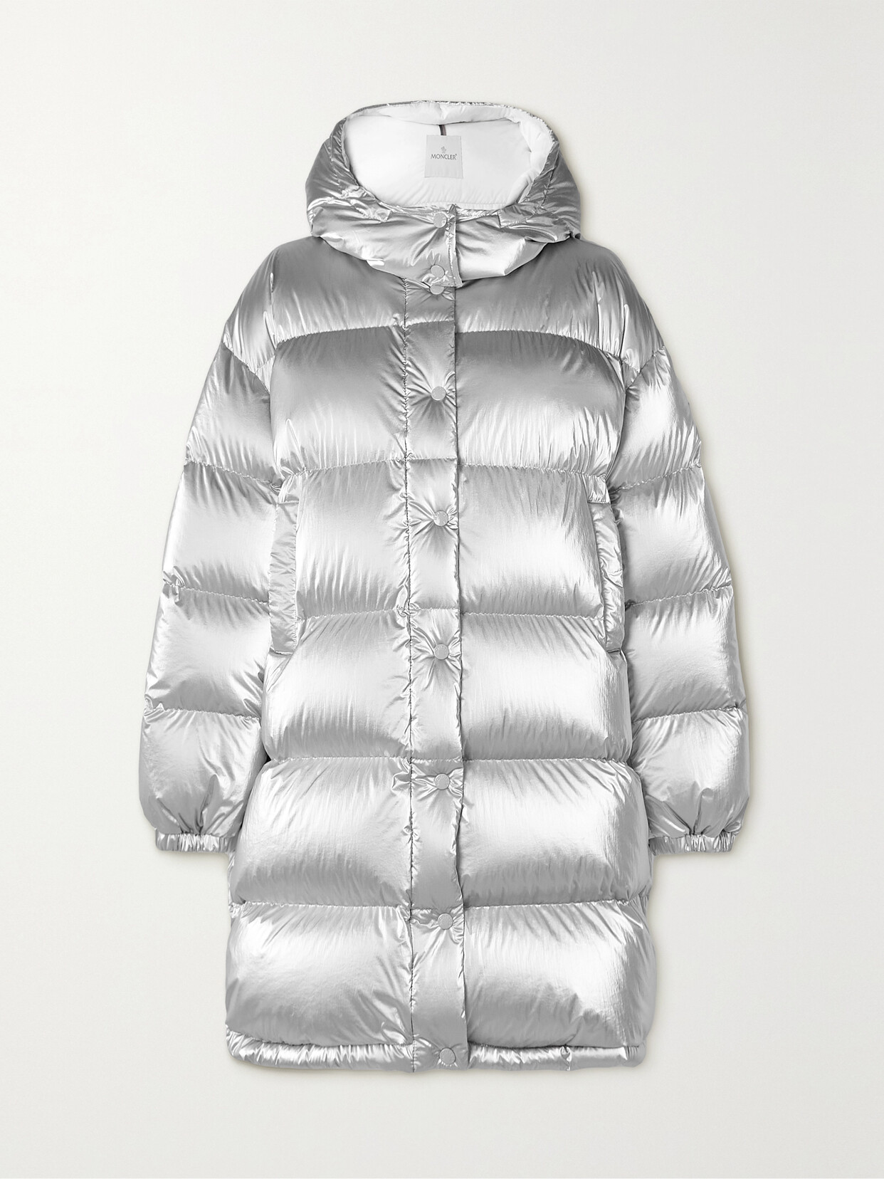 Shop Moncler Gaou Hooded Quilted Metallic Shell Down Jacket In Silver