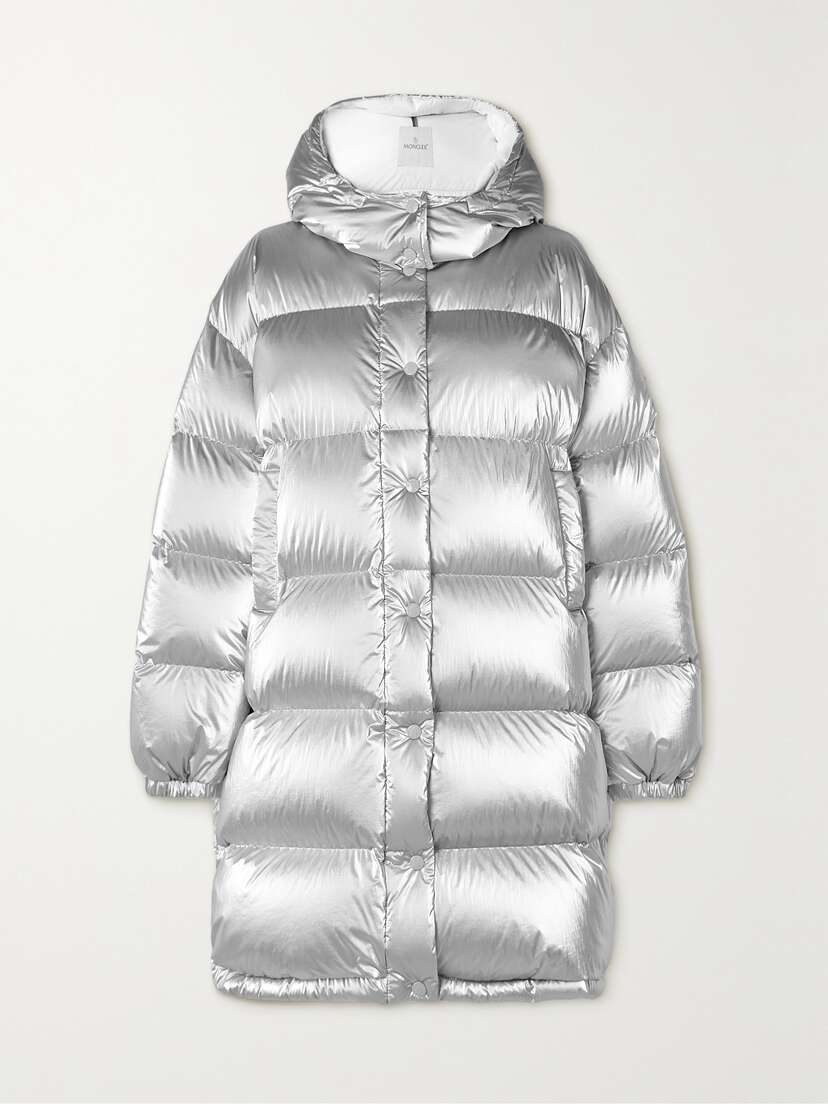 Moncler Gaou Hooded Quilted Metallic Shell Down Jacket