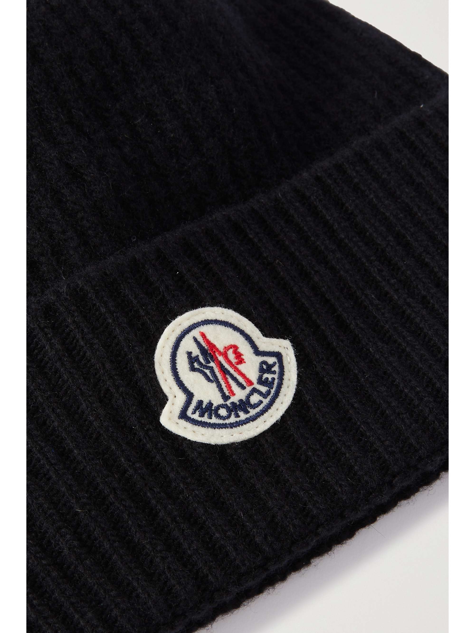 MONCLER Appliquéd ribbed wool and cashmere-blend beanie