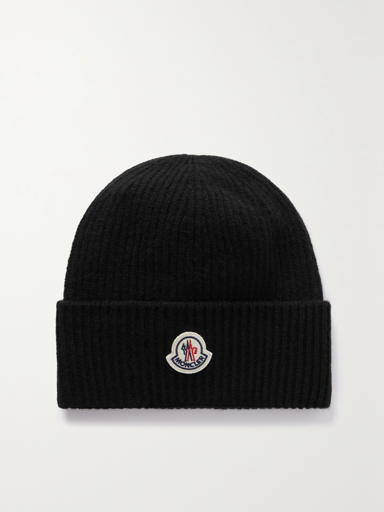 Moncler - Appliquéd Ribbed Wool And Cashmere-blend Beanie - Black