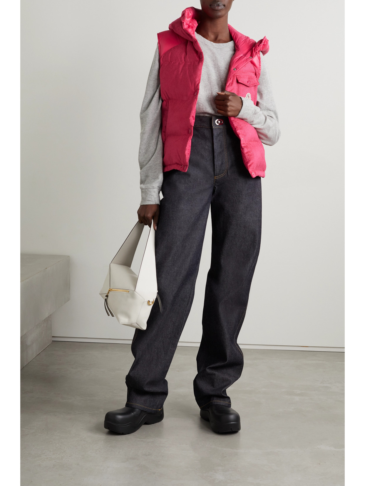 MONCLER EAU SHELL-TRIMMED QUILTED DOWN COTTON-BLEND CORDUROY VEST