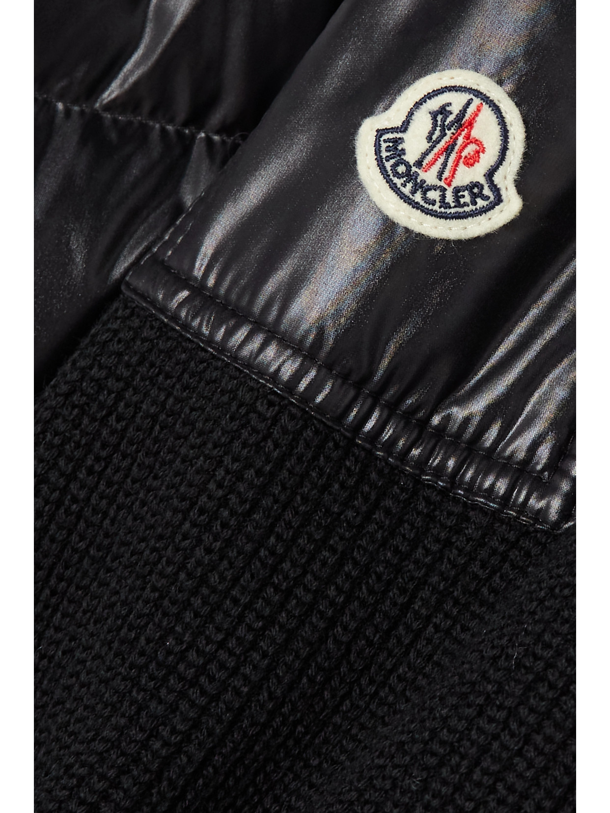 Moncler Ribbed Wool And Quilted Glossed-shell Down Jacket In Black