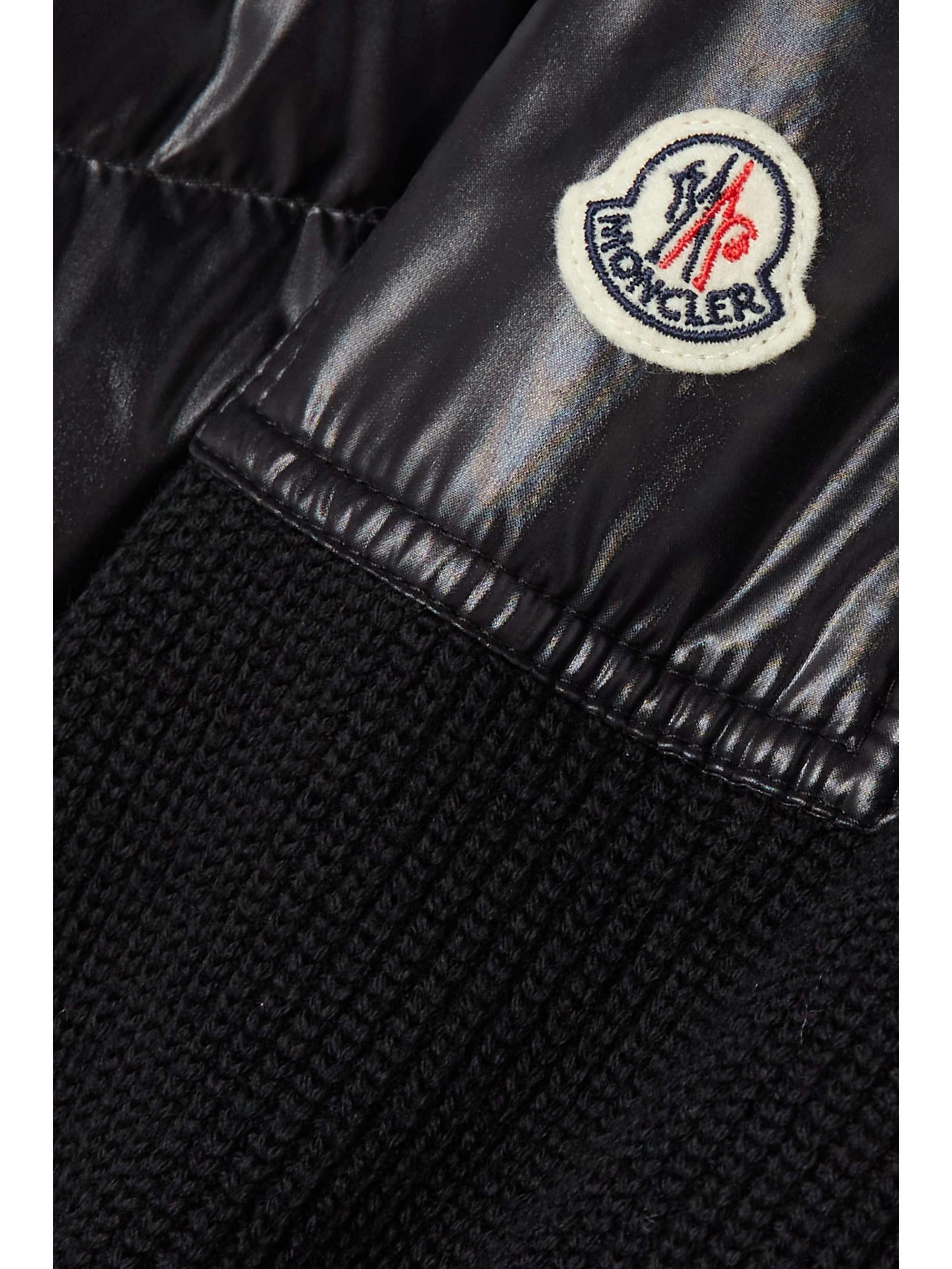 MONCLER Ribbed wool and quilted glossed-shell down jacket