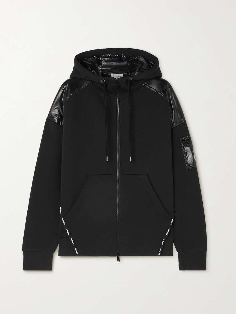 Moncler Glossed-shell Trimmed Cotton-jersey Hoodie