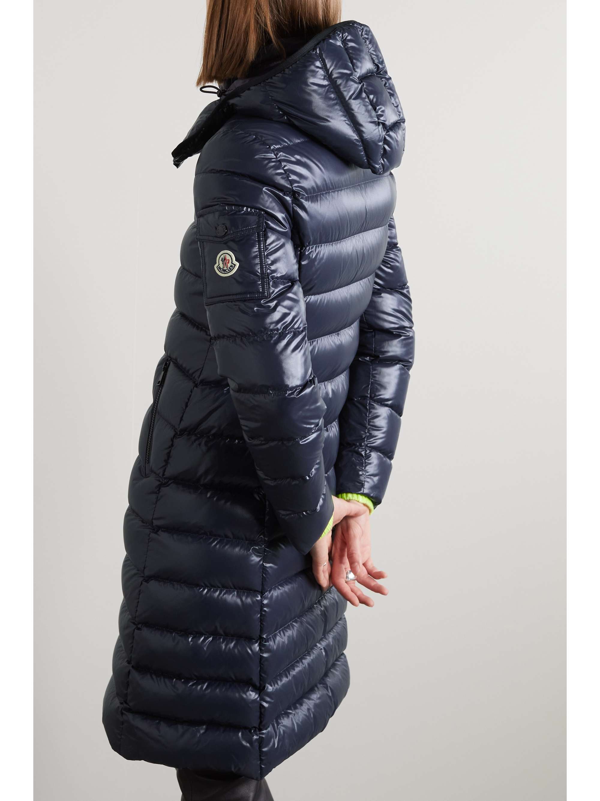 Moka hooded quilted glossed-shell down coat