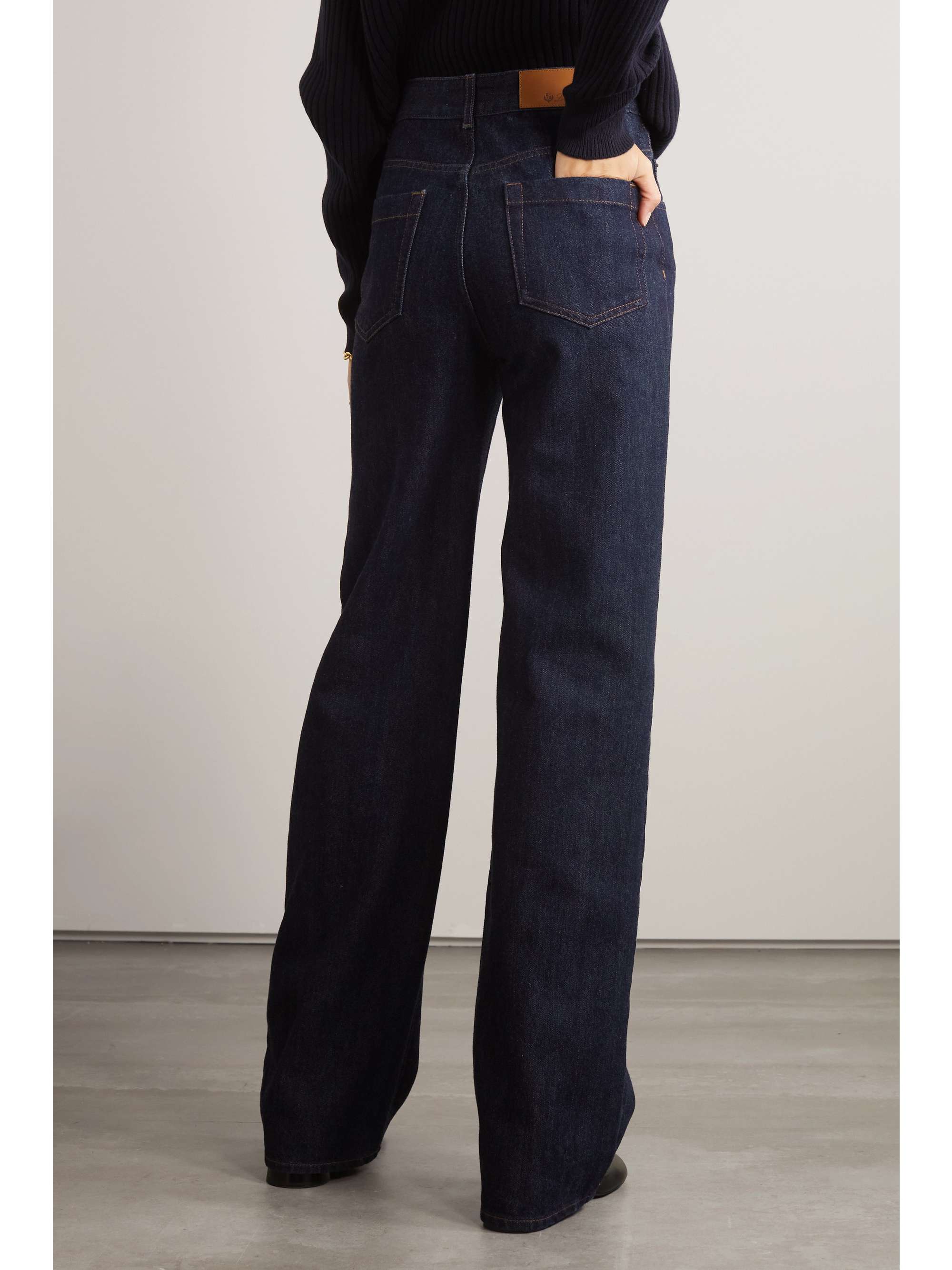 LORO PIANA Cashmere-blend denim high-rise straight-leg jeans