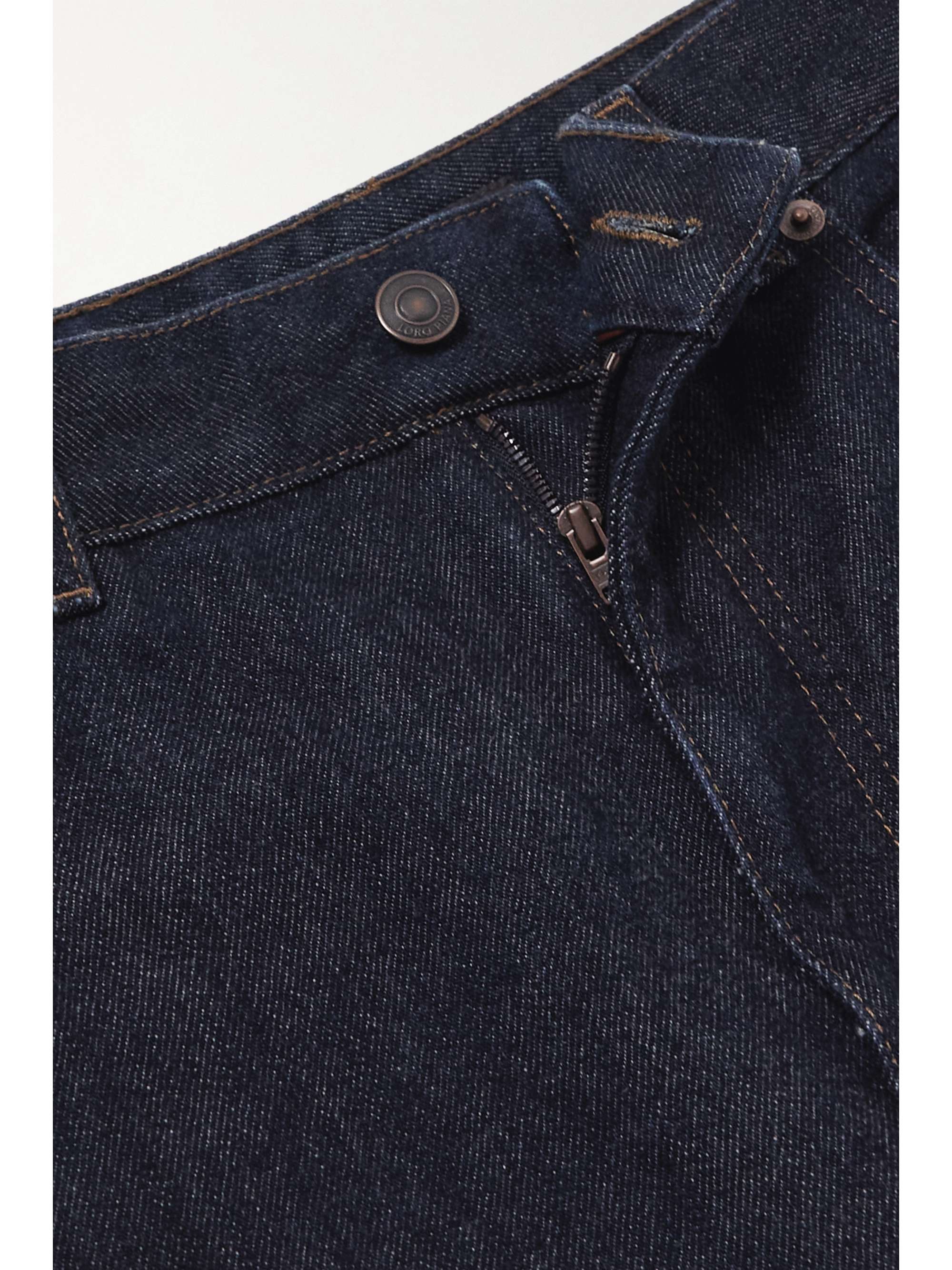 LORO PIANA Cashmere-blend denim high-rise straight-leg jeans
