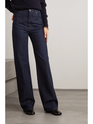 Loro Piana Cashmere-blend denim high-rise straight-leg jeans
