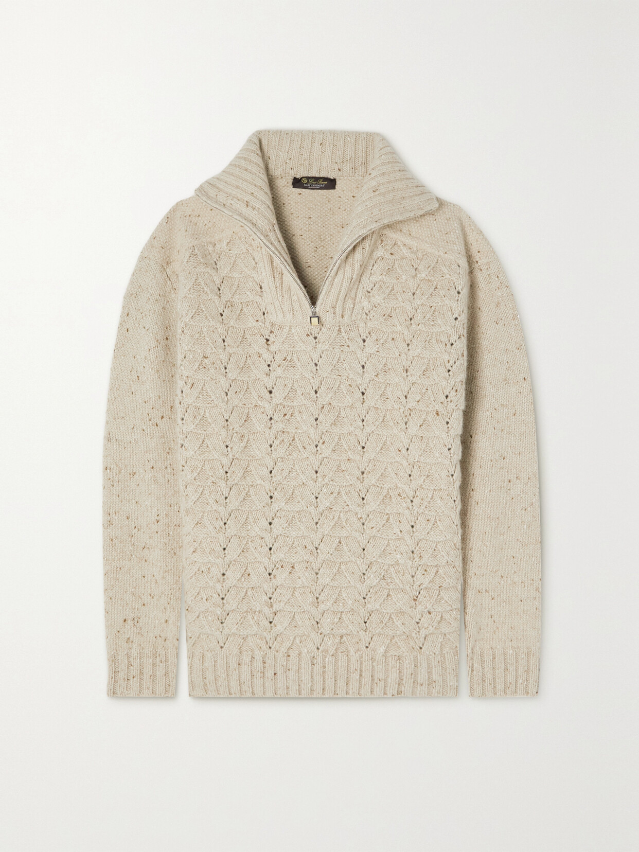 Loro Piana Cable-knit Baby Cashmere Half-zip Jumper In Neutrals