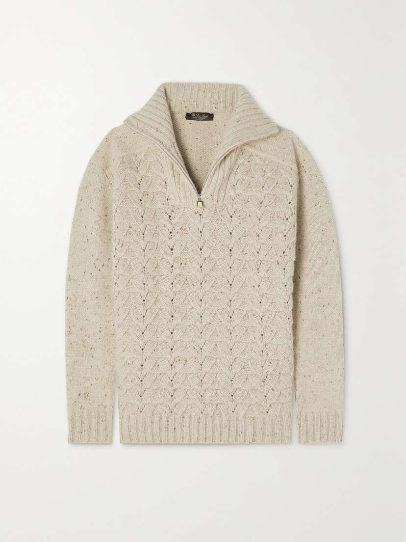 Loro Piana Cable-knit Baby Cashmere Half-zip Sweater - x large