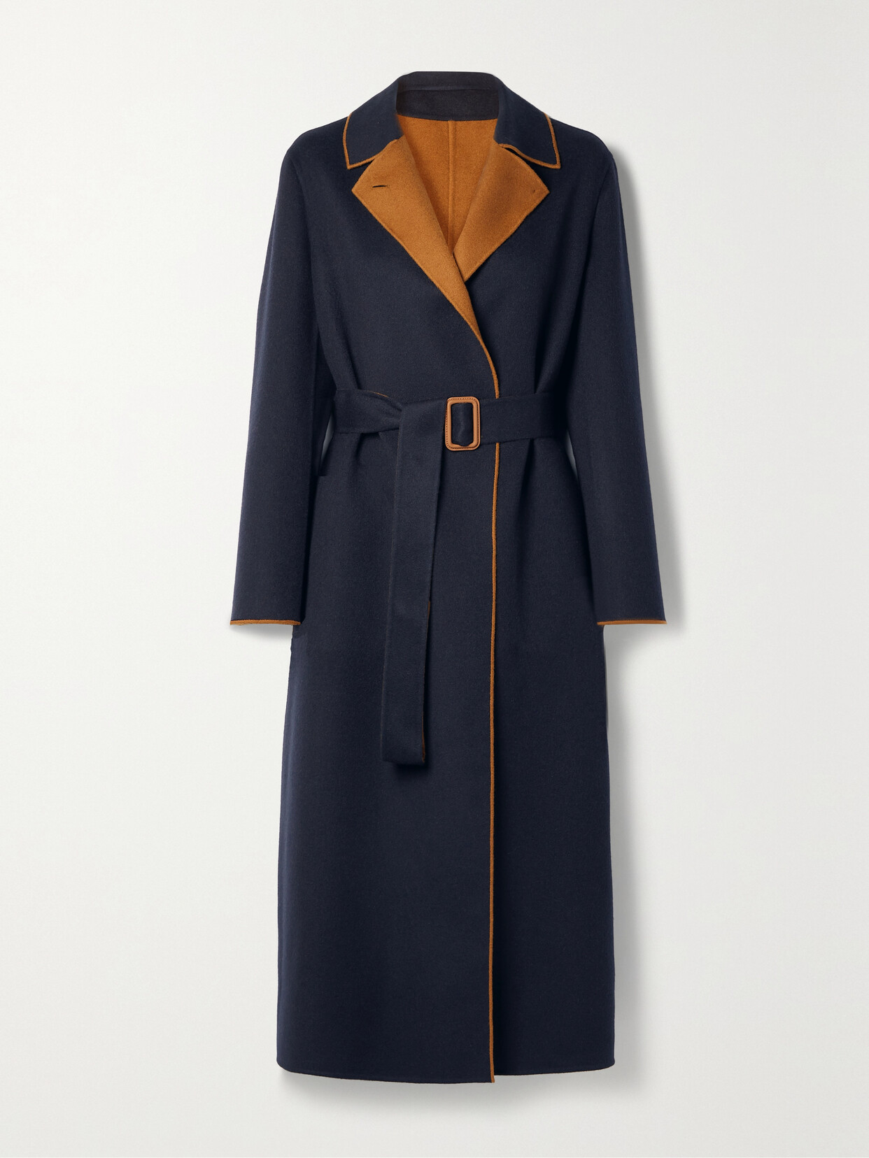 Loro Piana Reversible Belted Cashmere Coat In Blue