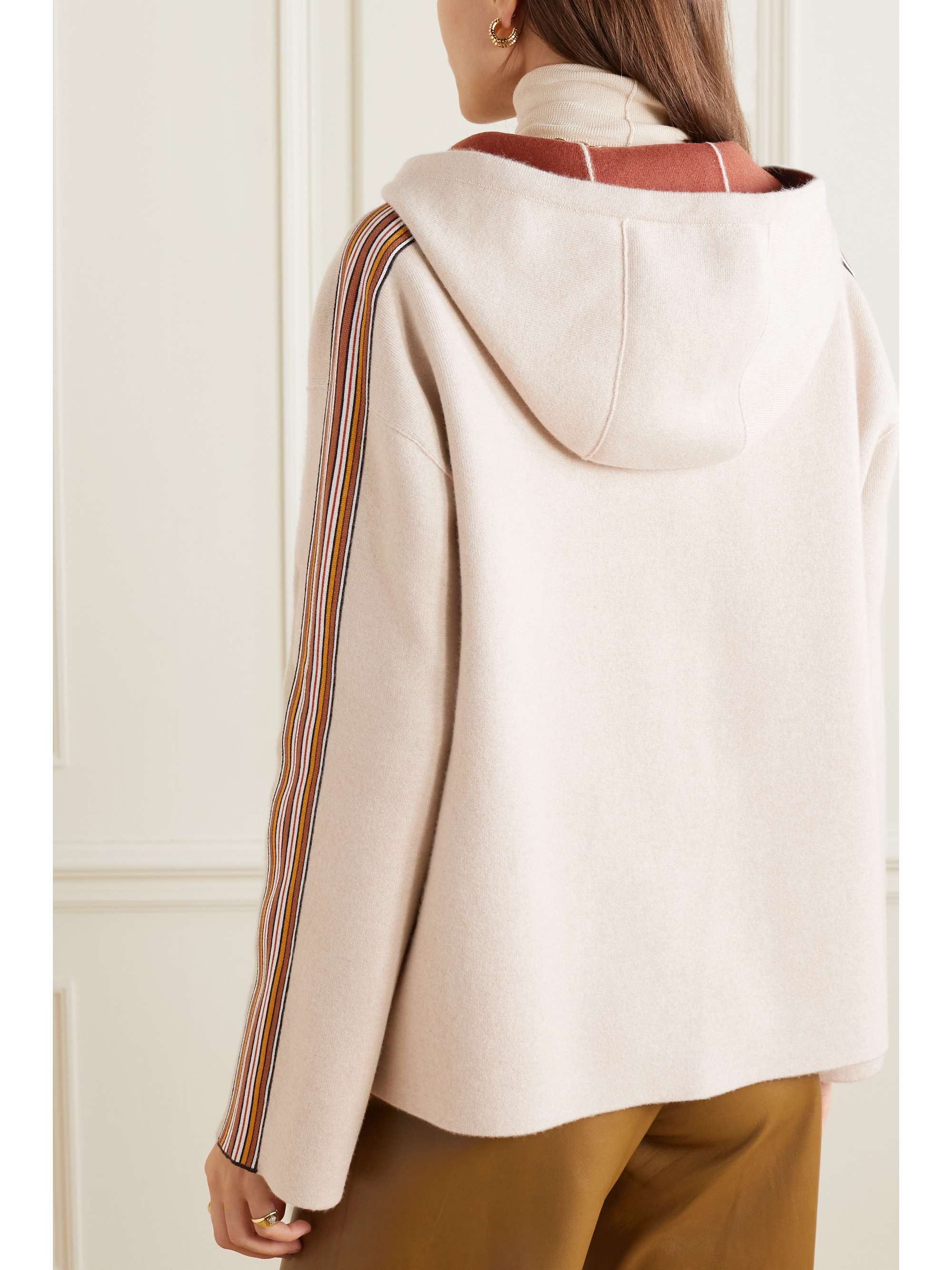 LORO PIANA Webbing-trimmed cashmere hoodie