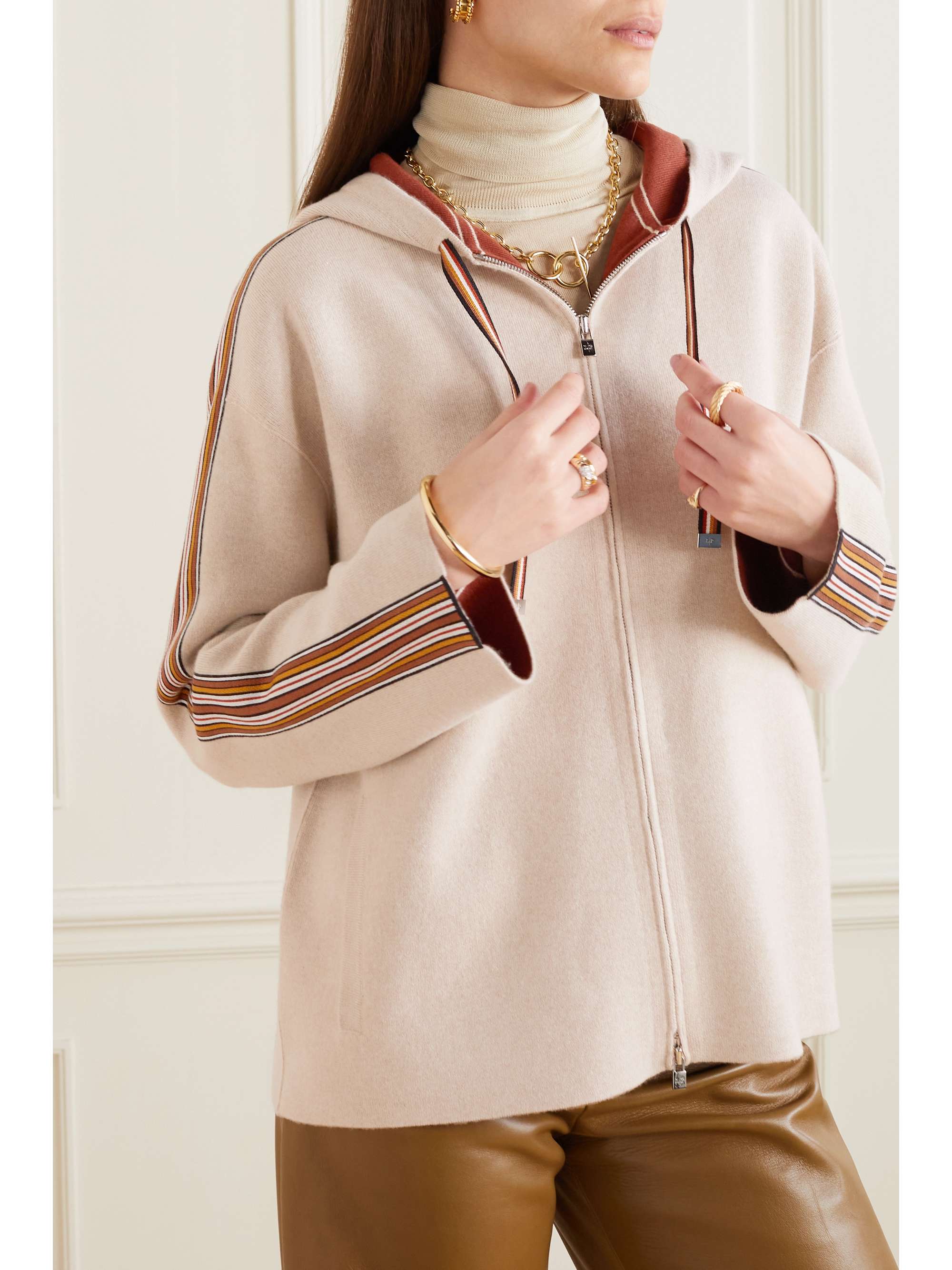 LORO PIANA Webbing-trimmed cashmere hoodie