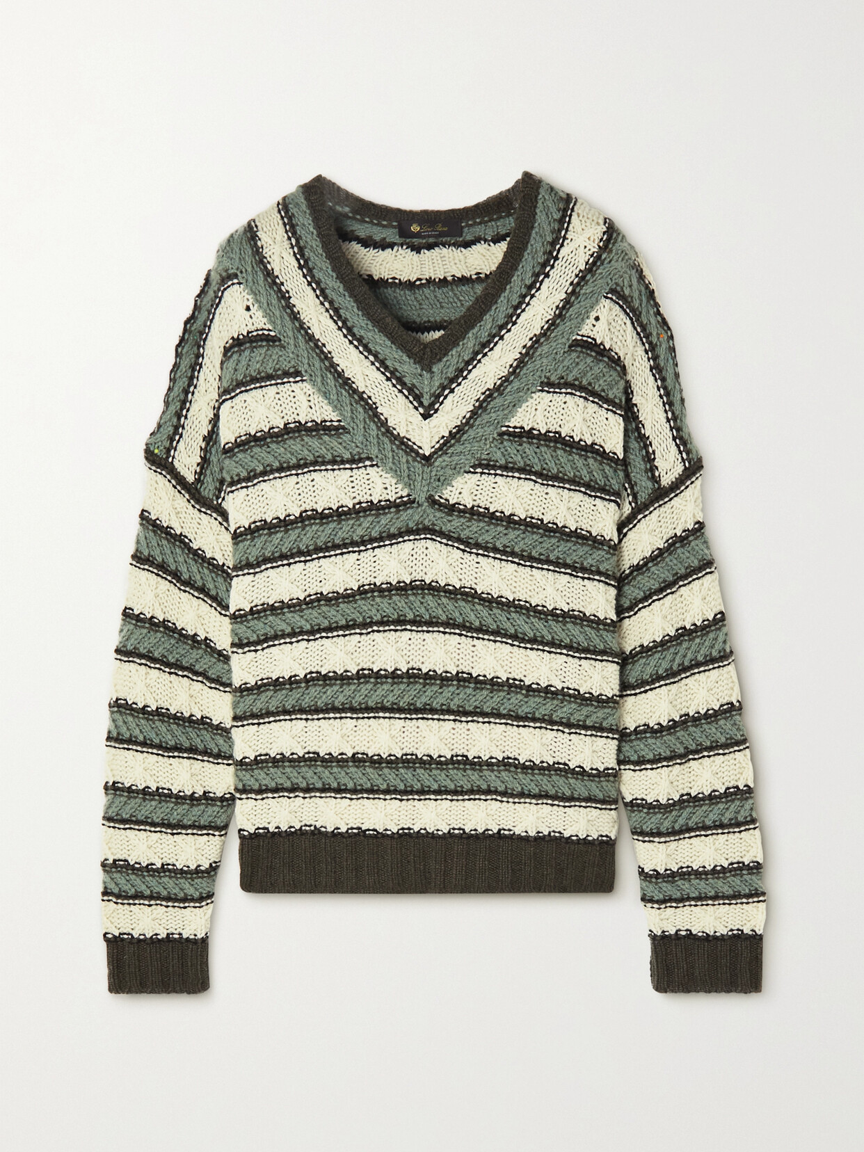 Loro Piana Striped Cashmere Sweater In Green