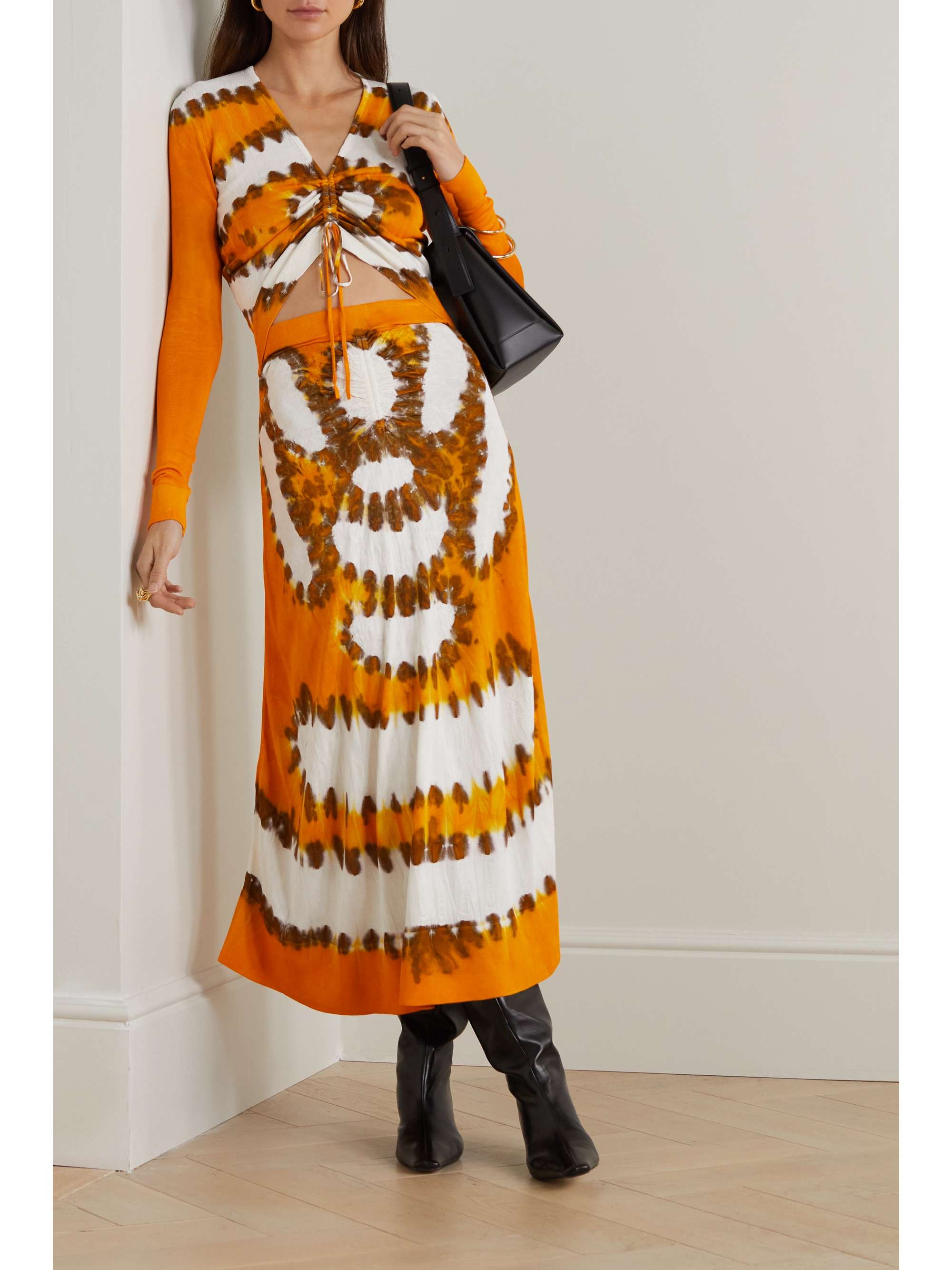 ALTUZARRA Rilia cutout tie-dyed knitted midi dress | NET-A