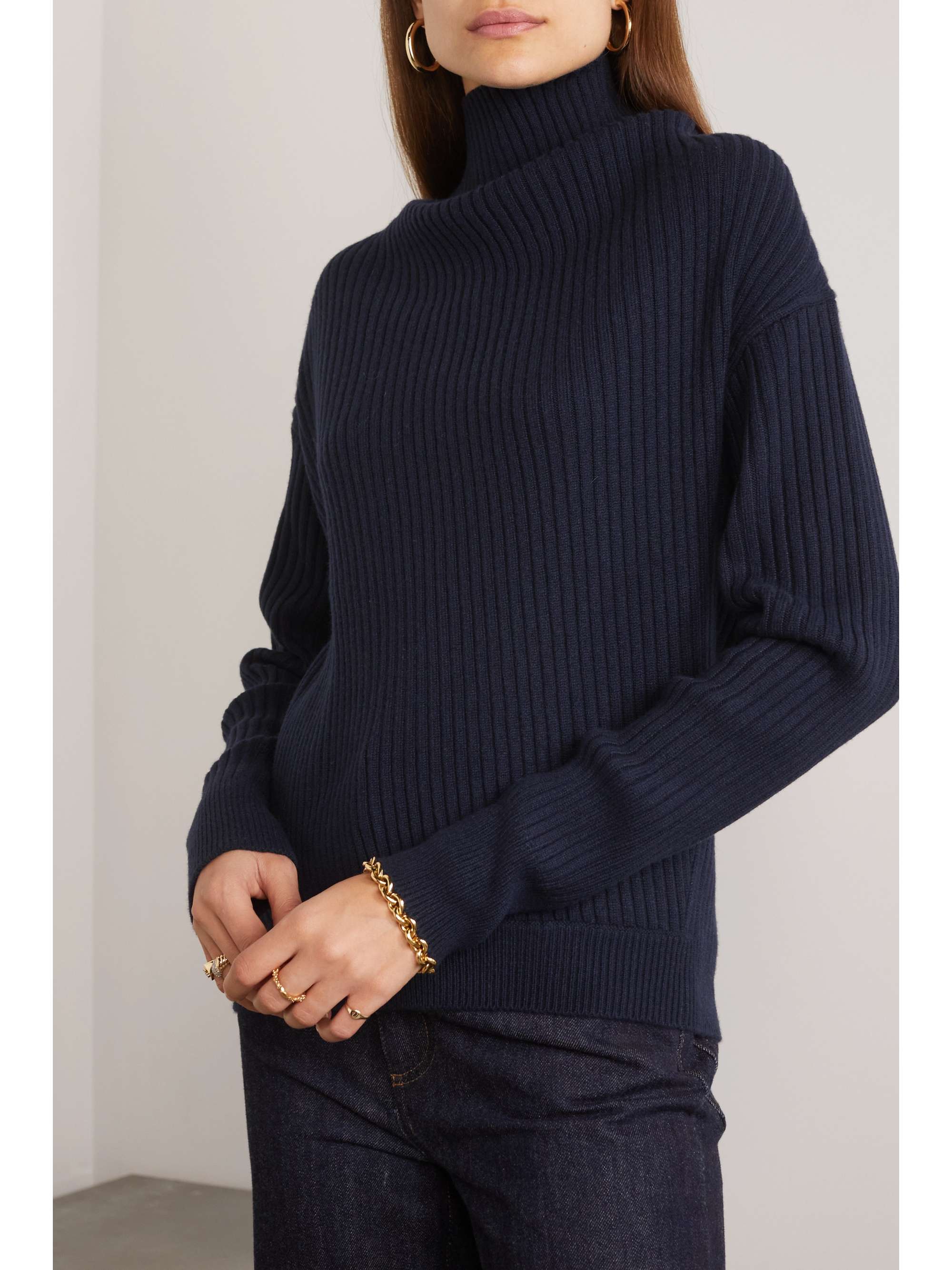 LORO PIANA Ribbed cashmere turtleneck sweater